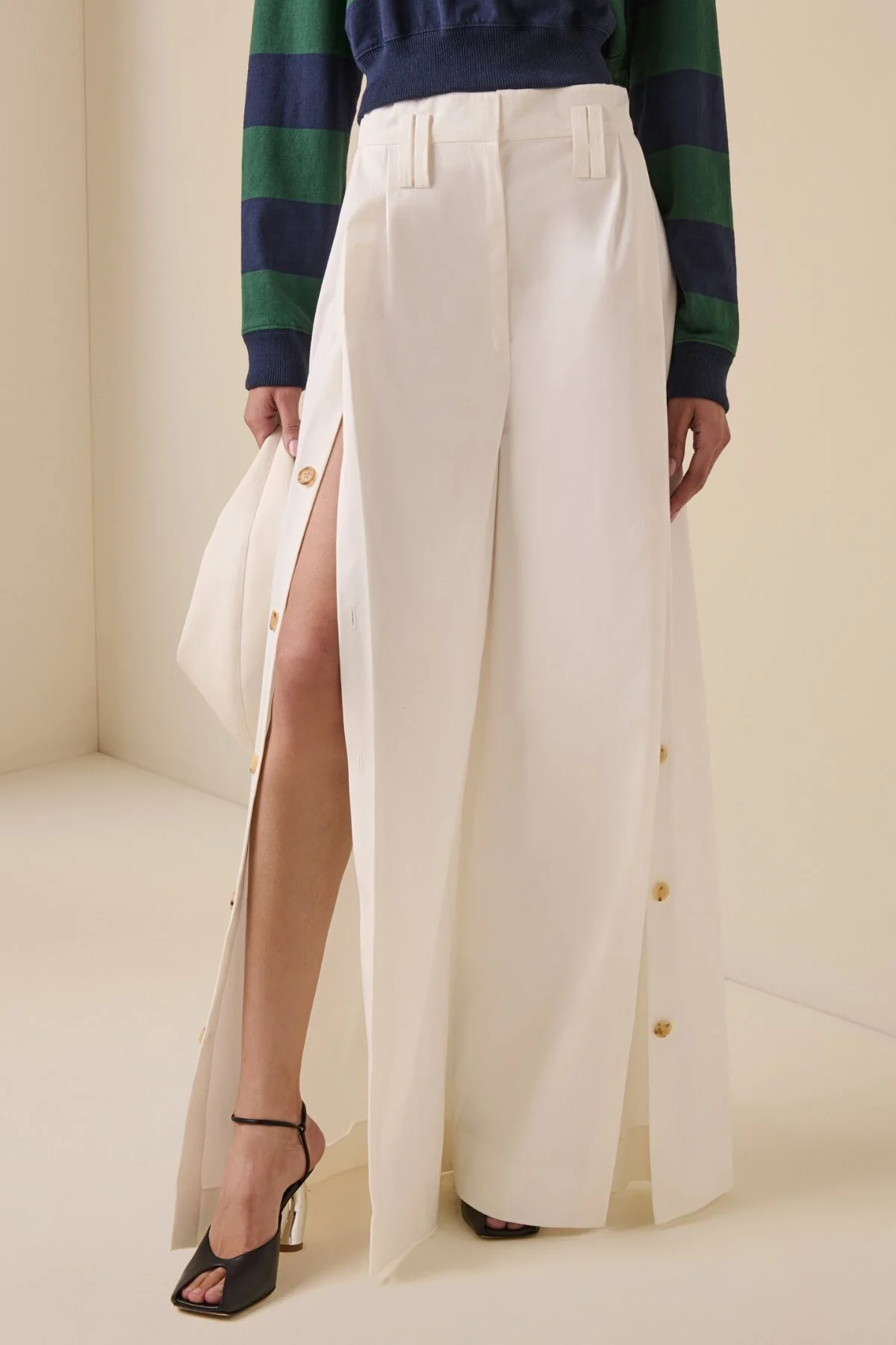 A.W.A.K.E. Mode Full Split Wide Leg Pants - White - Image 5