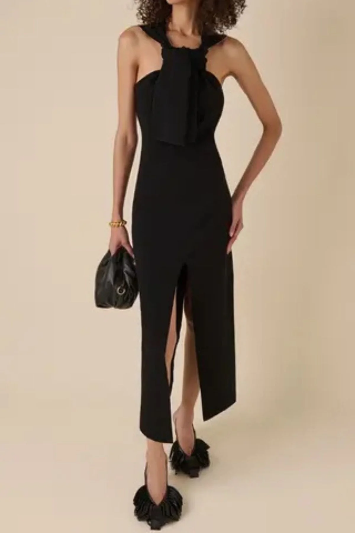 A.W.A.K.E. Mode Neck Tie Dress - Black - Image 2