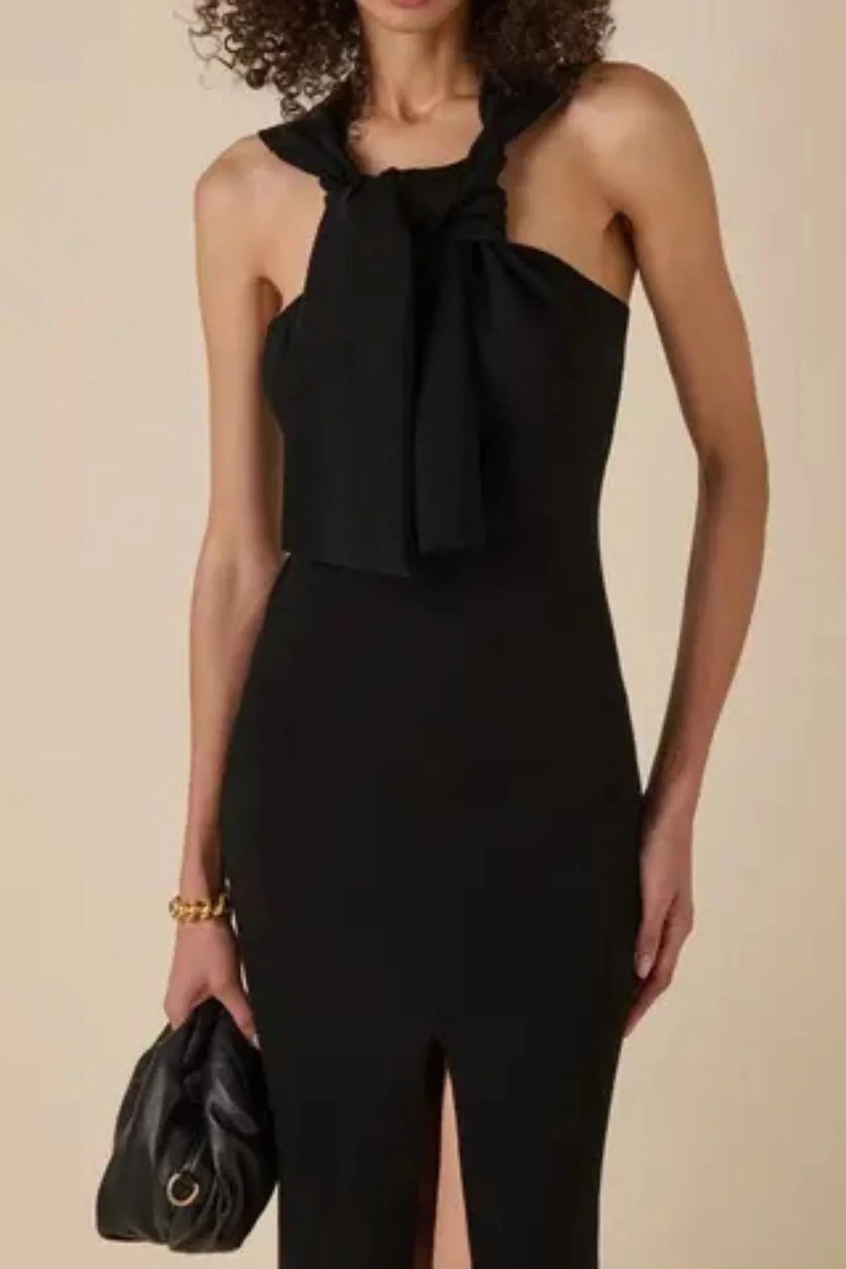A.W.A.K.E. Mode Neck Tie Dress - Black - Image 4