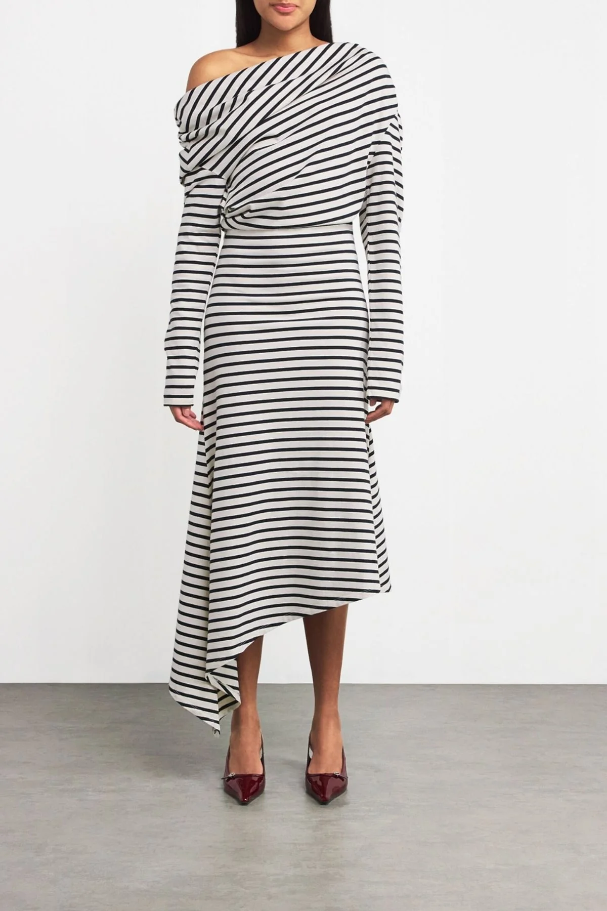 A.W.A.K.E. Mode Off Shoulder Striped Dress - Image 2
