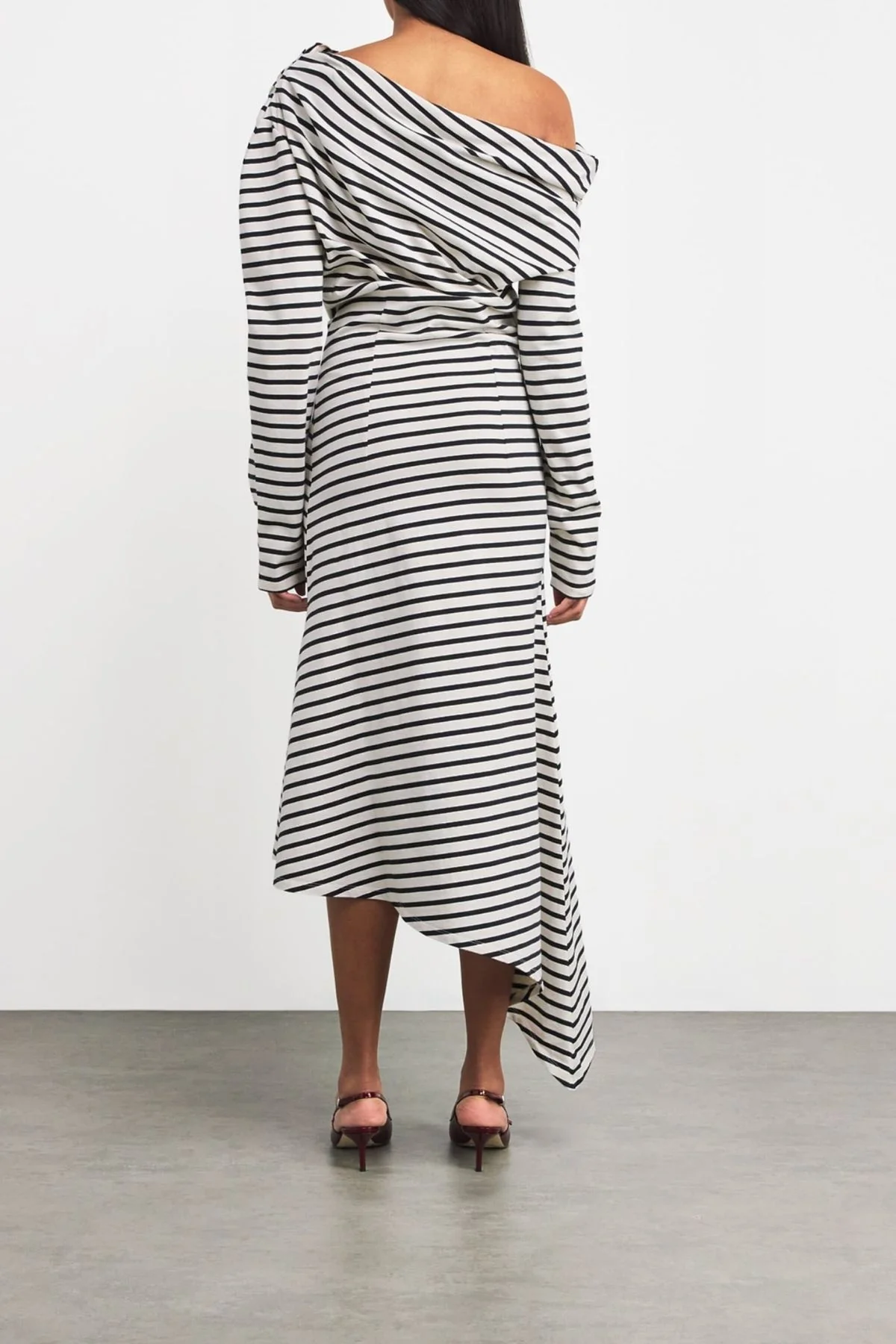 A.W.A.K.E. Mode Off Shoulder Striped Dress - Image 6