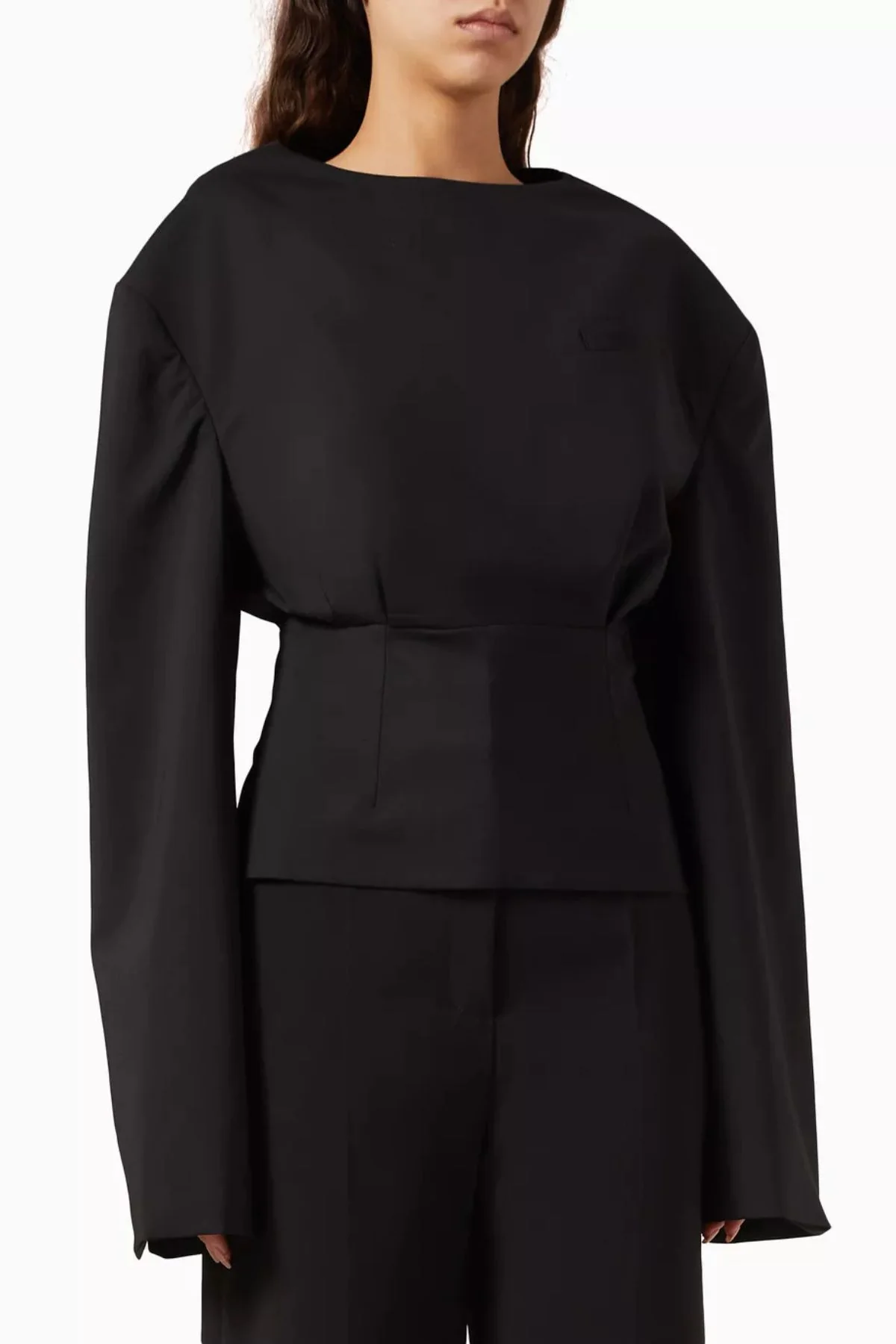 A.W.A.K.E. Mode Round Neck Tailored Top - Black - Image 3