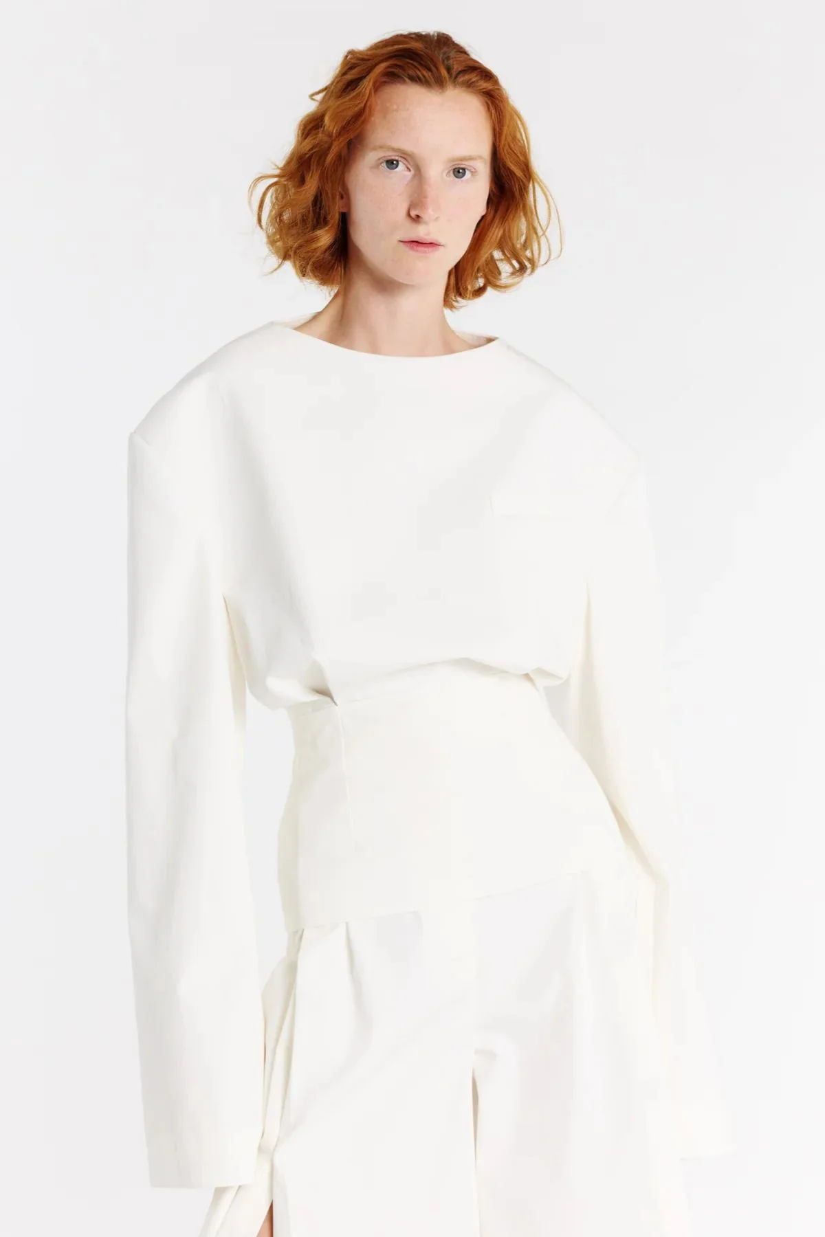 A.W.A.K.E. Mode Round Neck Tailored Top - White - Image 5