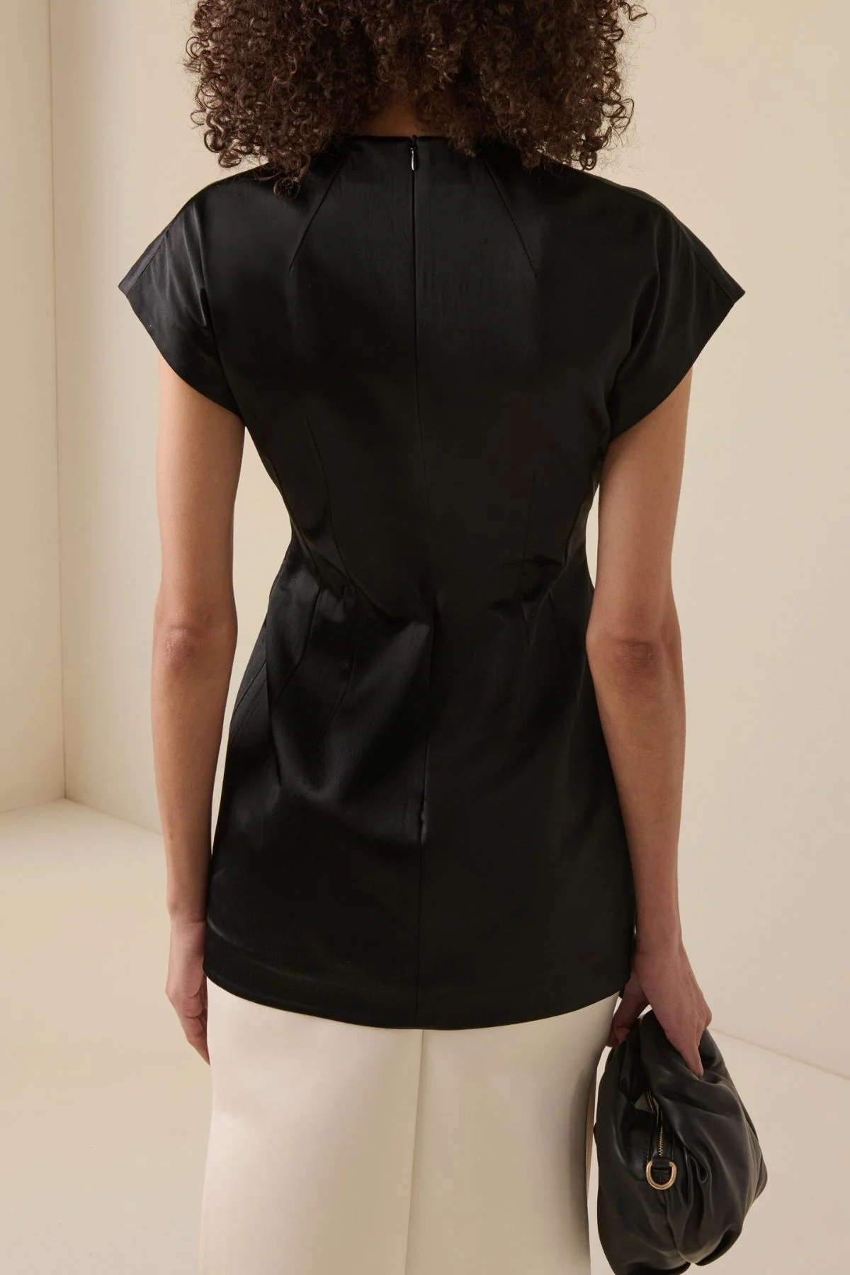 A.W.A.K.E. Mode Satin Rectangle Detail Top - Black - Image 3