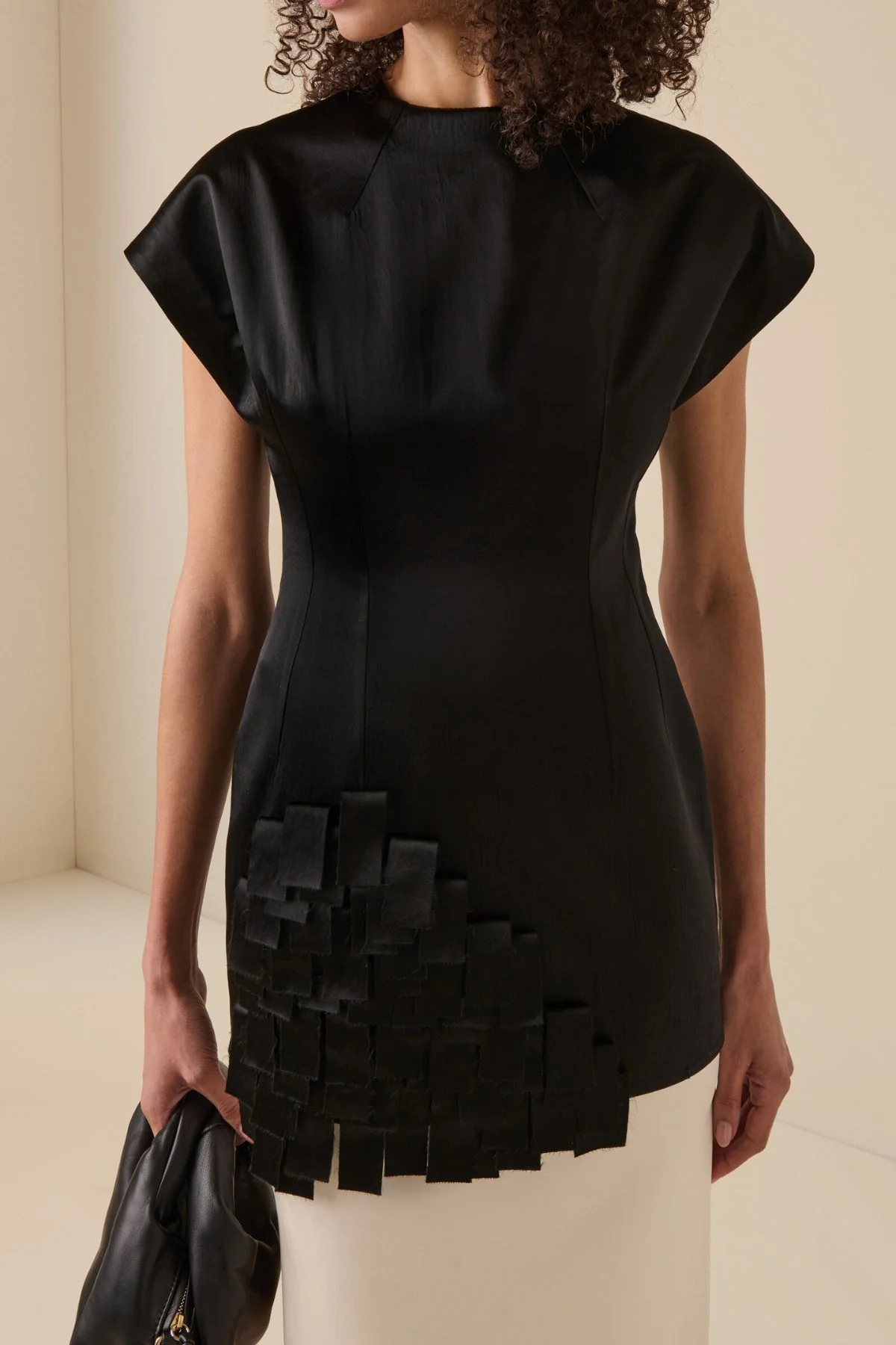 A.W.A.K.E. Mode Satin Rectangle Detail Top - Black - Image 4