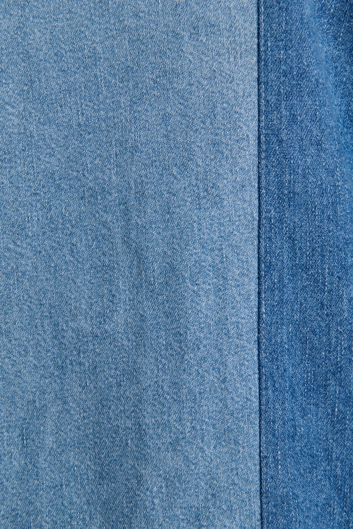 A.W.A.K.E. Mode Off Shoulder Denim Shirt - Blue - Image 6