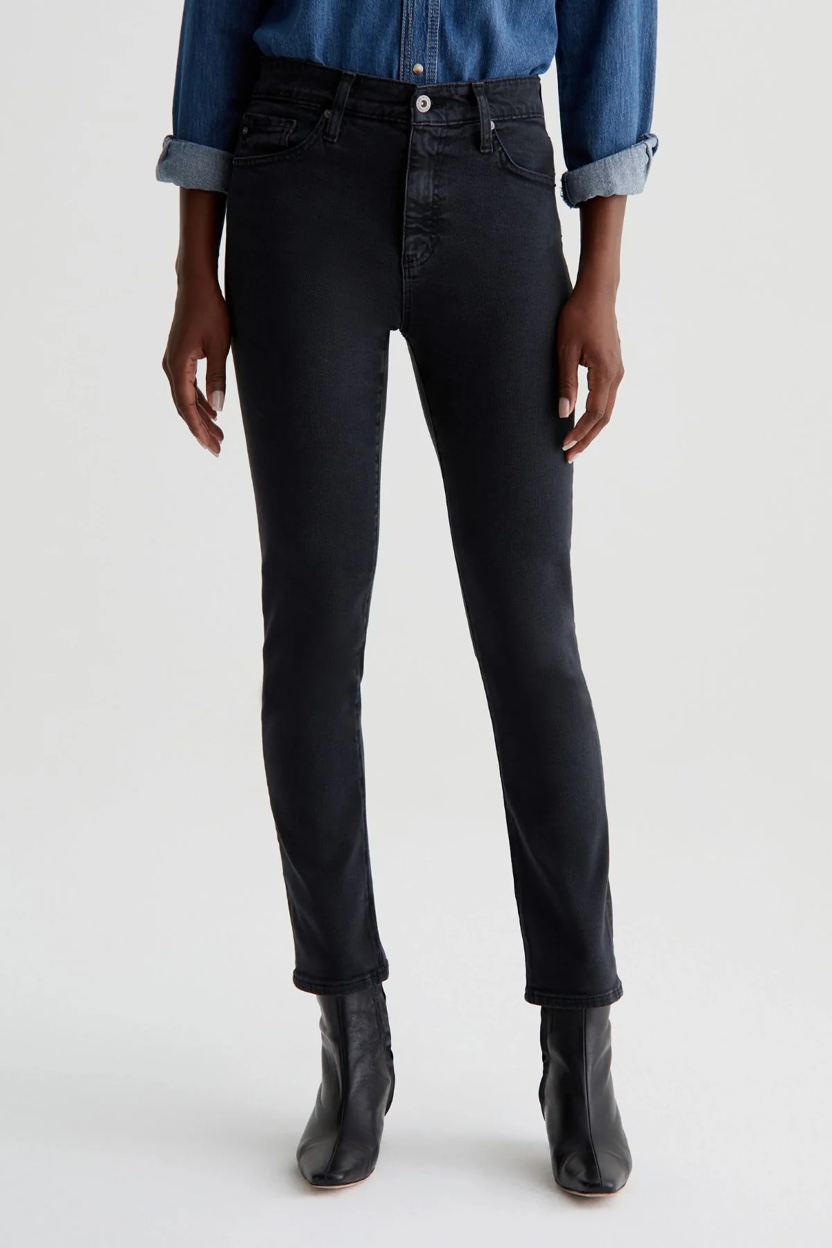 AG Denim The Mari Crop Jean - Sulphur Black - Image 6