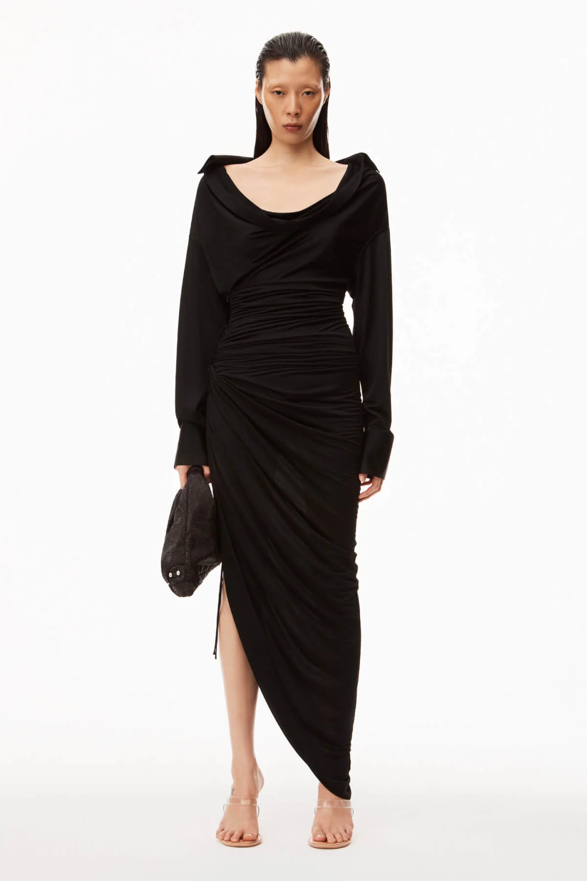 Alexander Wang Asymmetrical Cowl Neck Dress - Black - Image 2