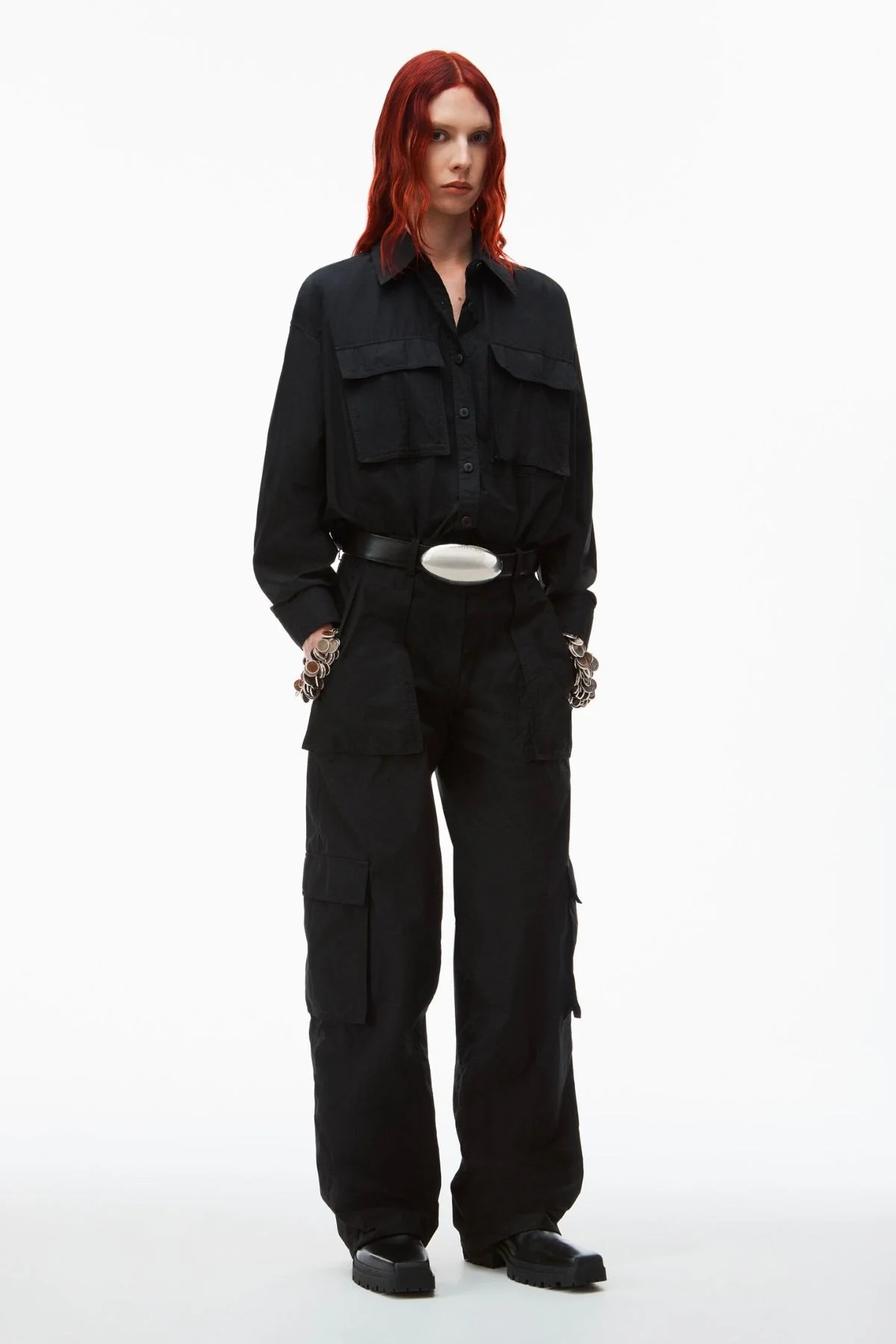 Alexander Wang Button Up Cargo Jumpsuit - Black - Image 3