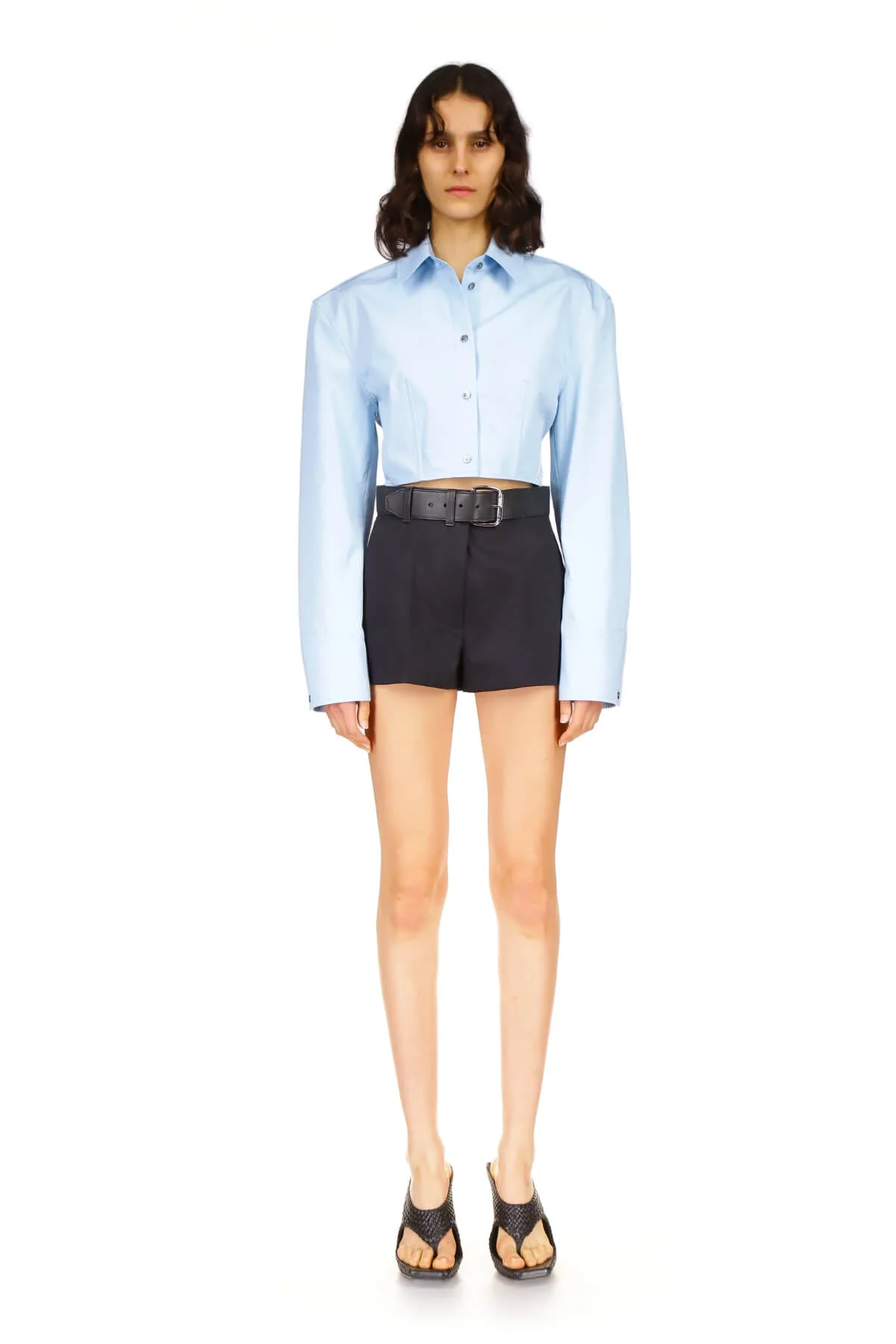 Alexander Wang Cropped Structured Shirt - Cerulean - Image 2