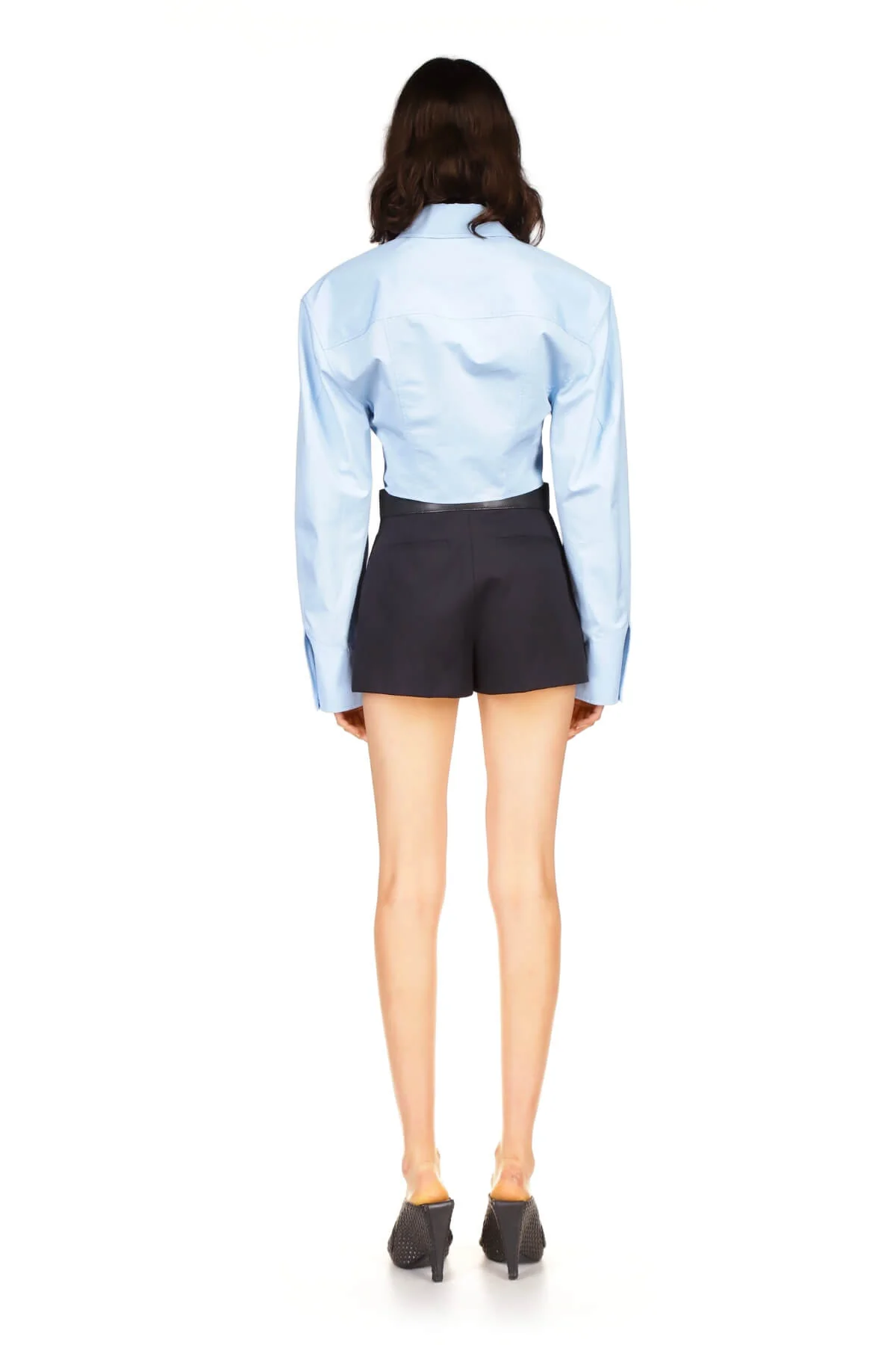 Alexander Wang Cropped Structured Shirt - Cerulean - Image 3