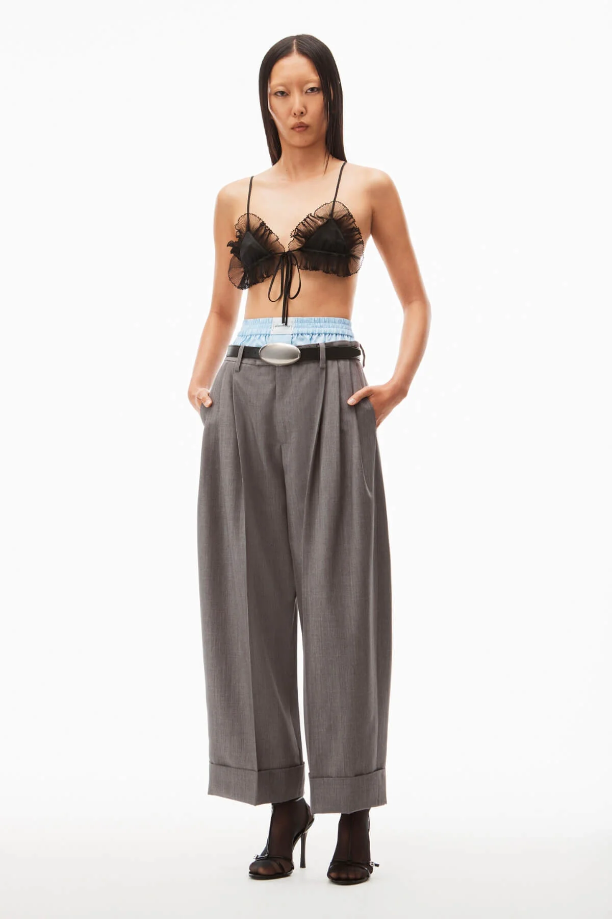 Alexander Wang Layered Tailored Trouser - Grey - Image 2