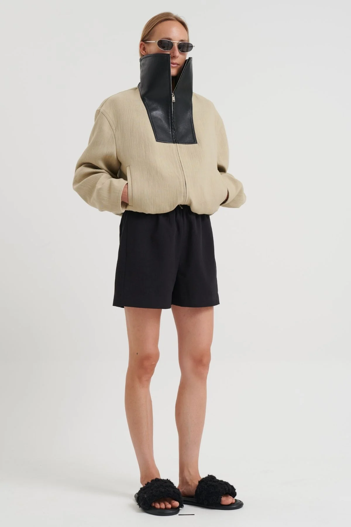 Nanushka Alonza Jacket - Stone/ Black - Image 3