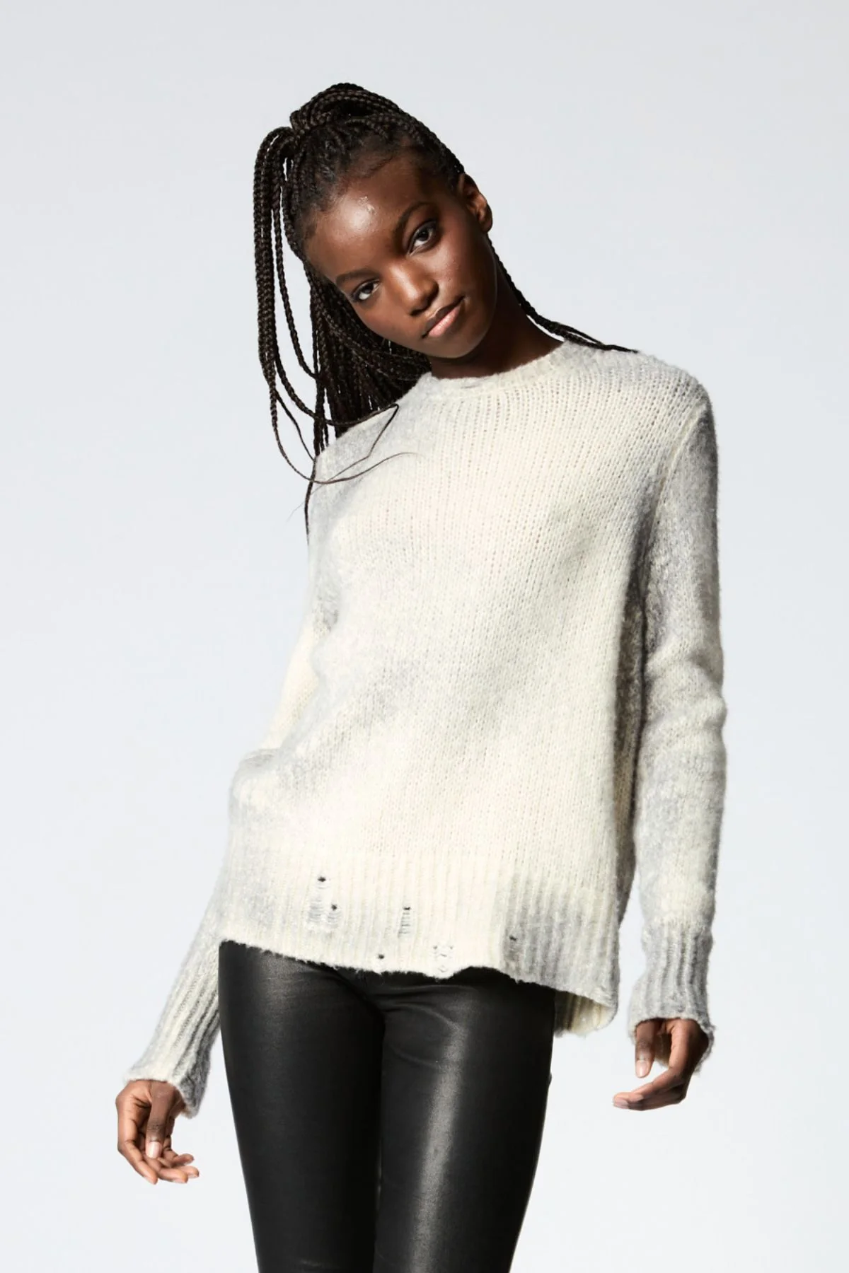 Avant Toi Distressed Knit Jumper - Ghiaccio - Image 3