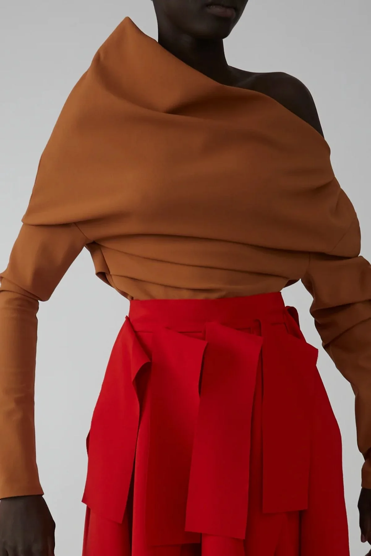 A.W.A.K.E. Mode Off Shoulder Asymmetric Top - Ginger - Image 3