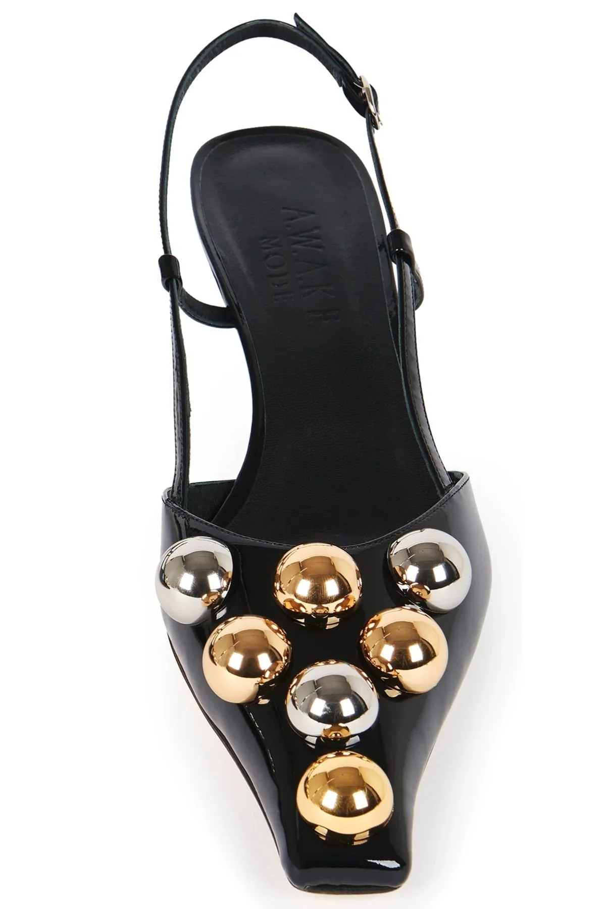 A.W.A.K.E. Mode Rita Kitten Heel Silver Gold Embellishments - Black - Image 3