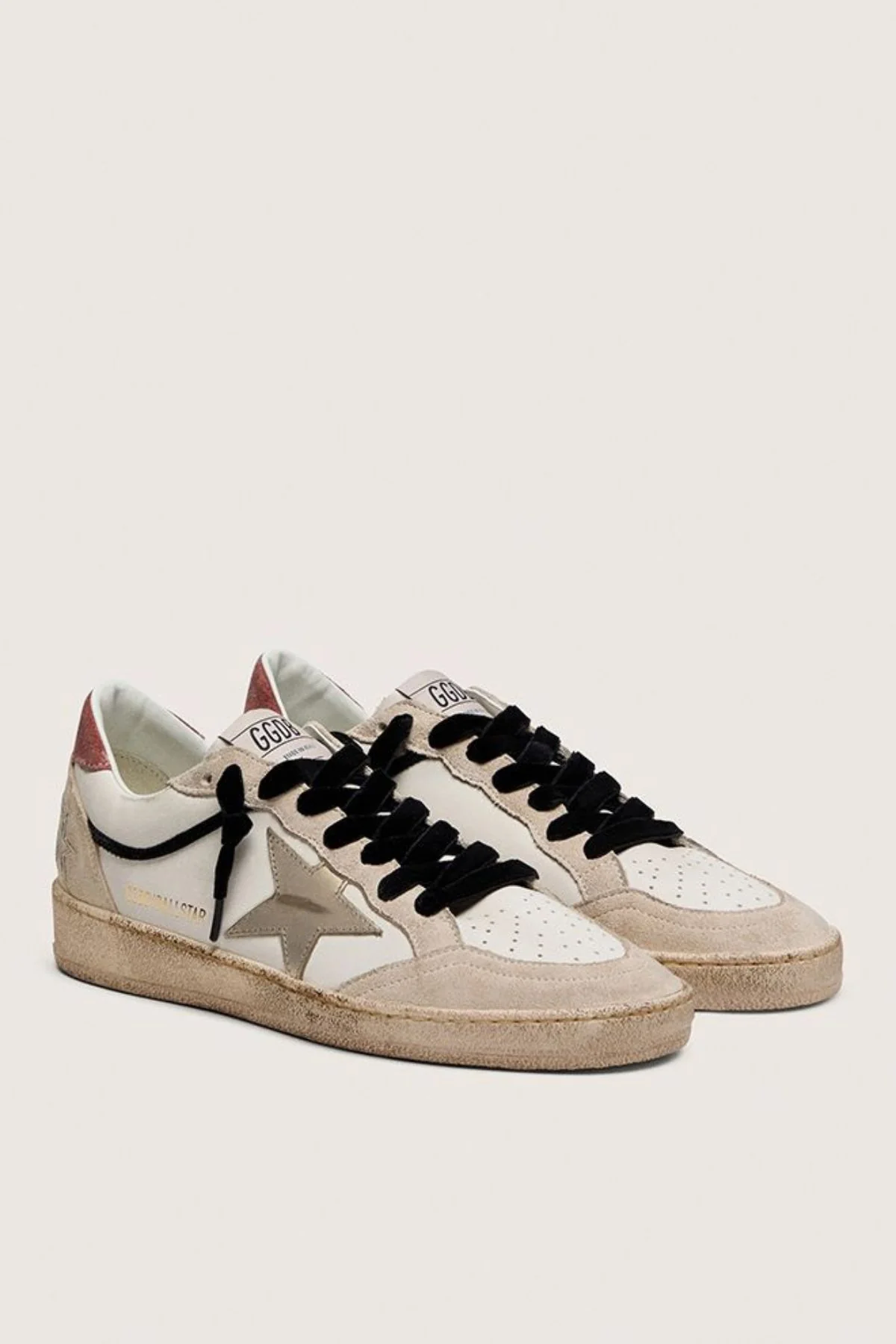 Golden Goose Ball Star Leather - White/ Beige/ Platinum/ Red Rust - Image 2