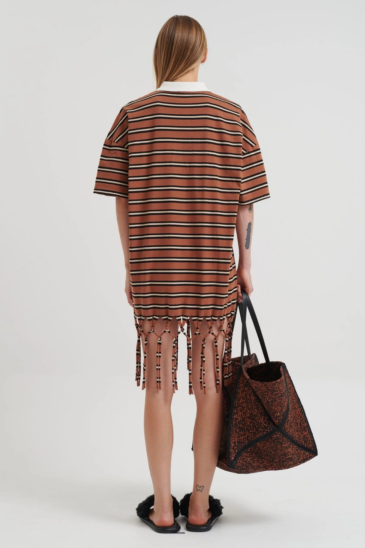 Nanushka Benigna Tassled Dress - Tan/ White/ Black - Image 3