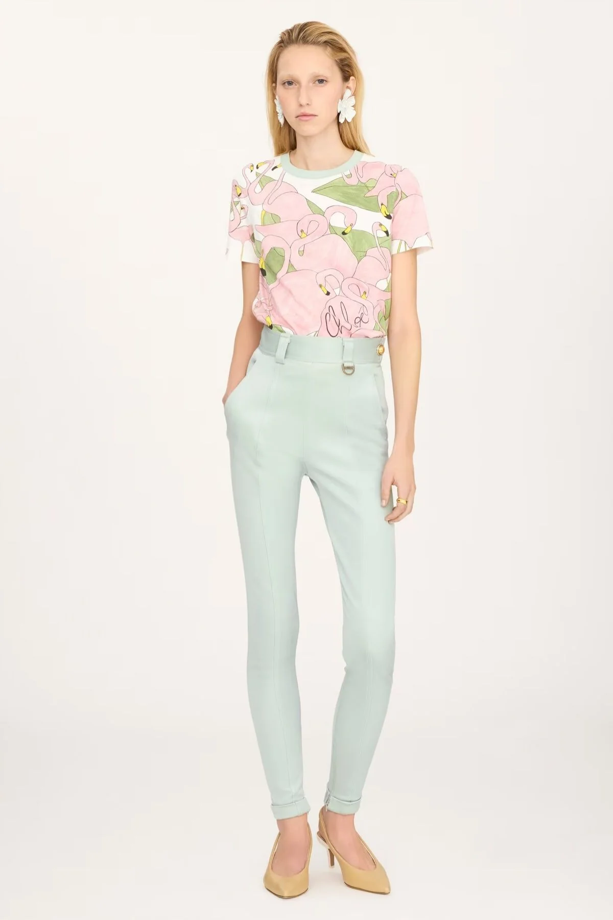 Chloé Flamingo Jersey Tee - Iconic Milk - Image 2
