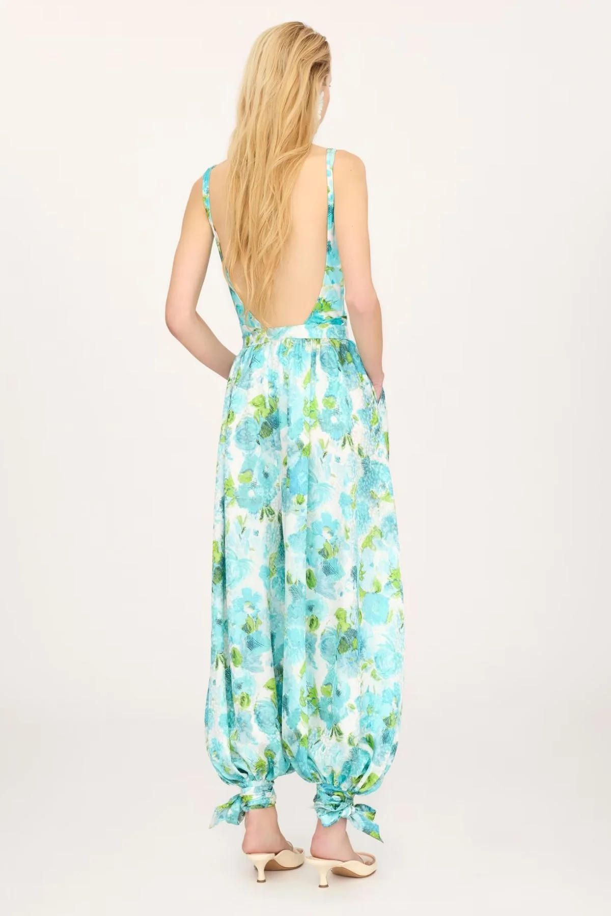 Chloé Aqua Flowers Balloon Pants - White Blue - Image 3