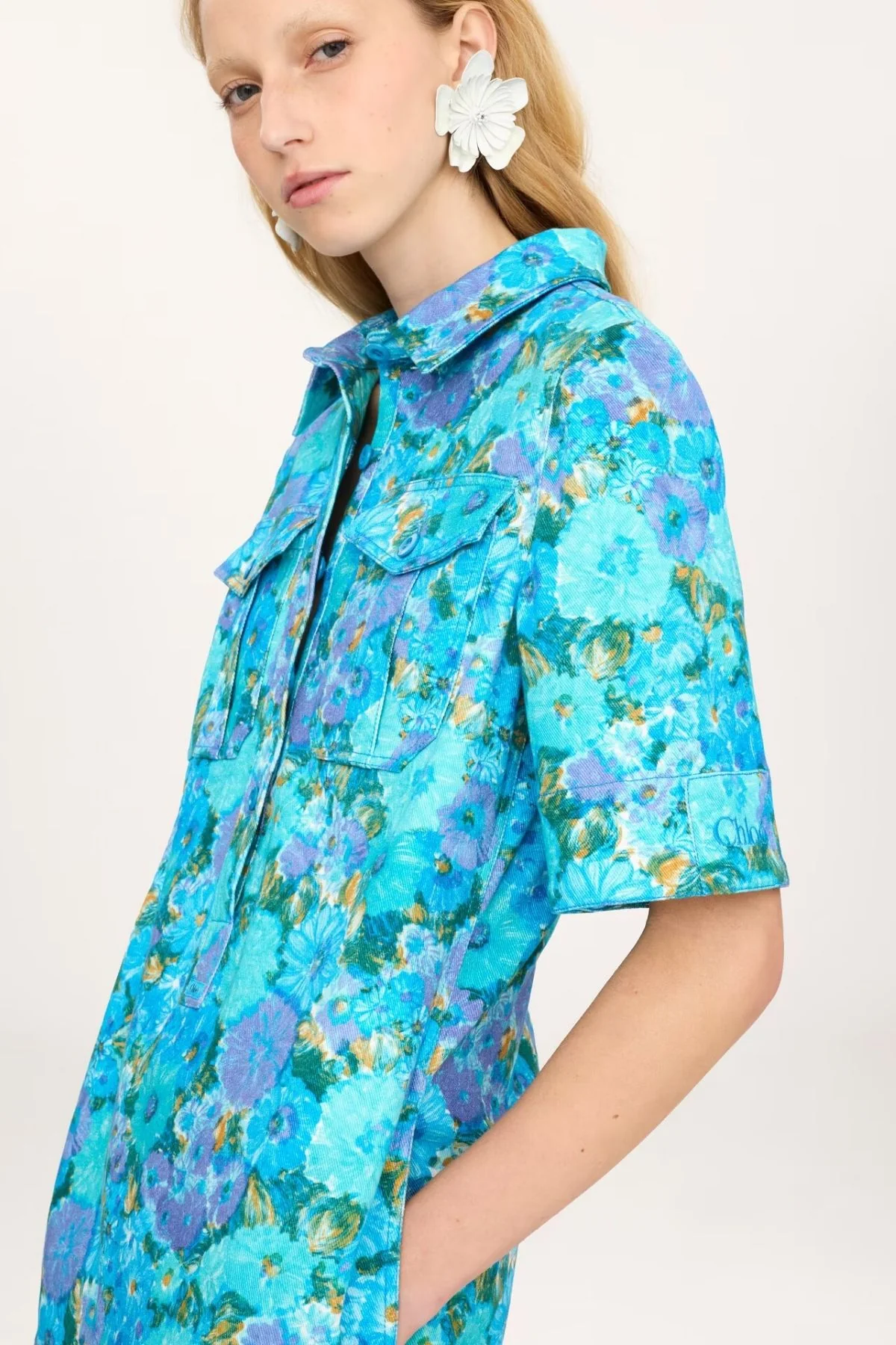 Chloé Blue Daisies Dress - Blue Multi - Image 3