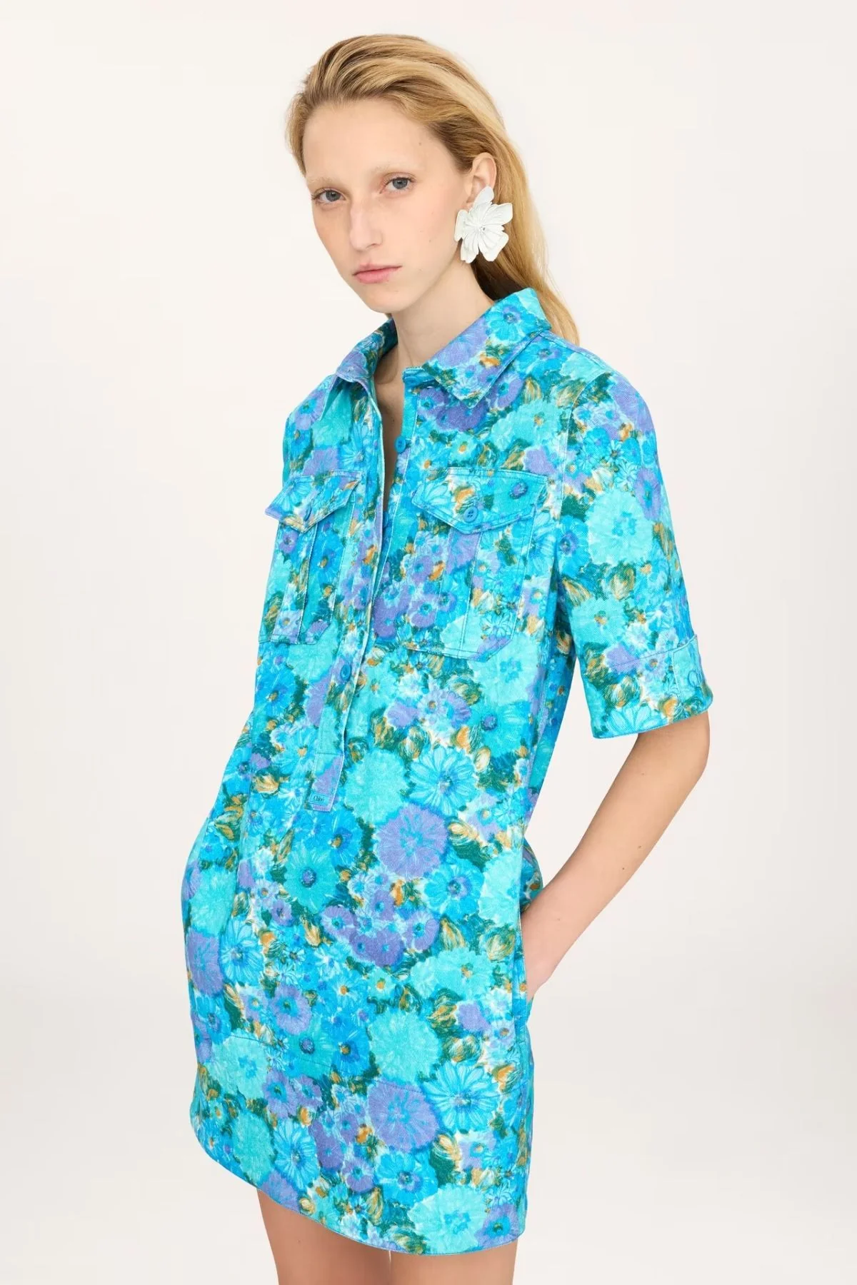 Chloé Blue Daisies Dress - Blue Multi - Image 6