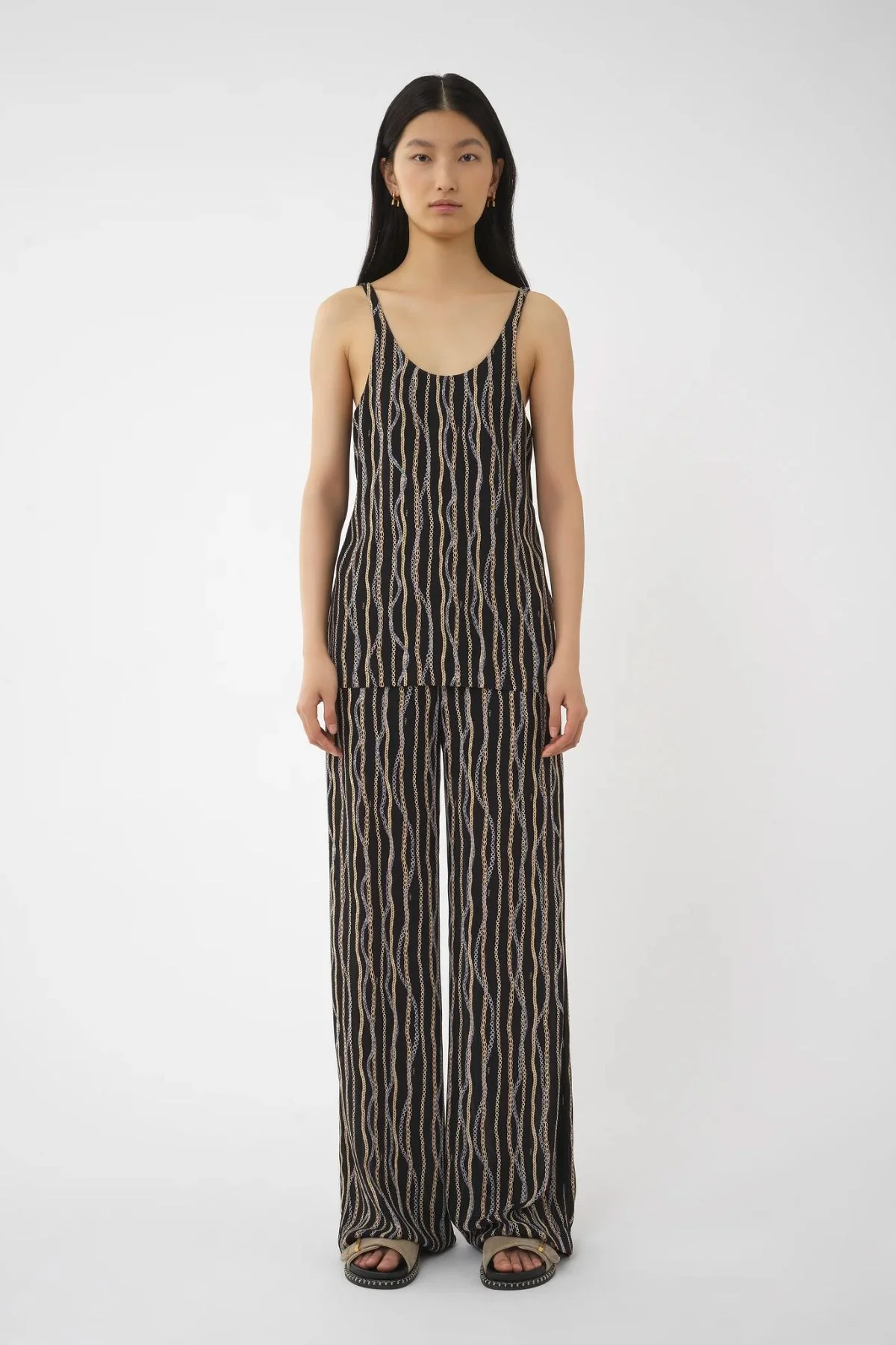 Chloé Chain Print Silk Tank Top - Black - Image 2