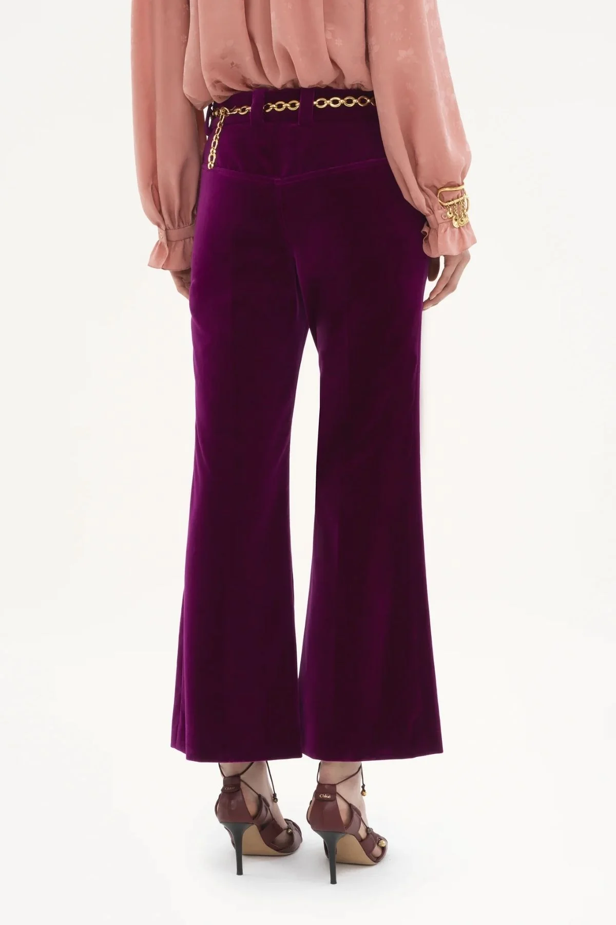 Chloé Cropped Velvet Trouser - Pansy Purple - Image 3
