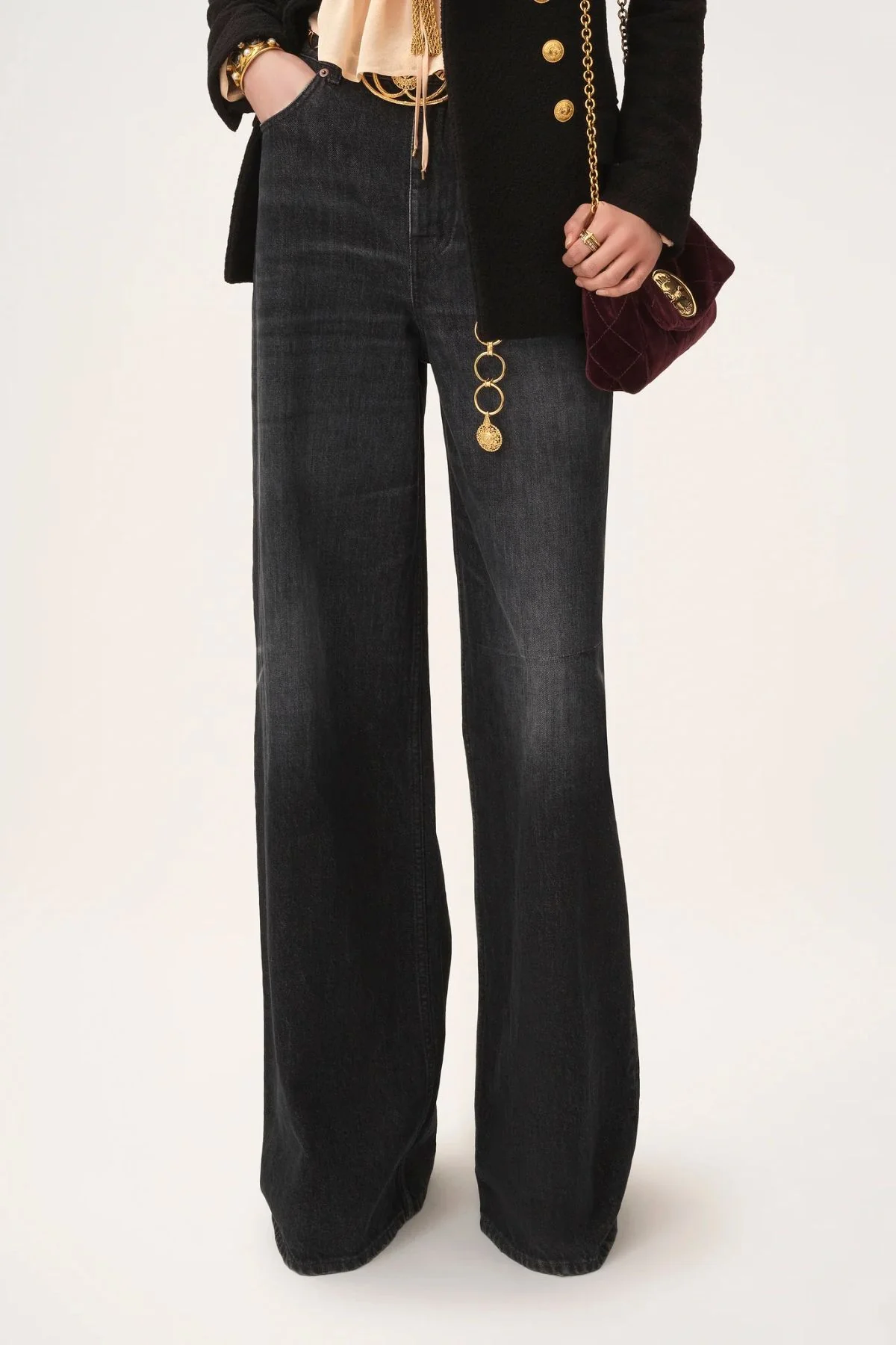 Chloé High Rise Wide Leg Jeans - Onyx Black - Image 2
