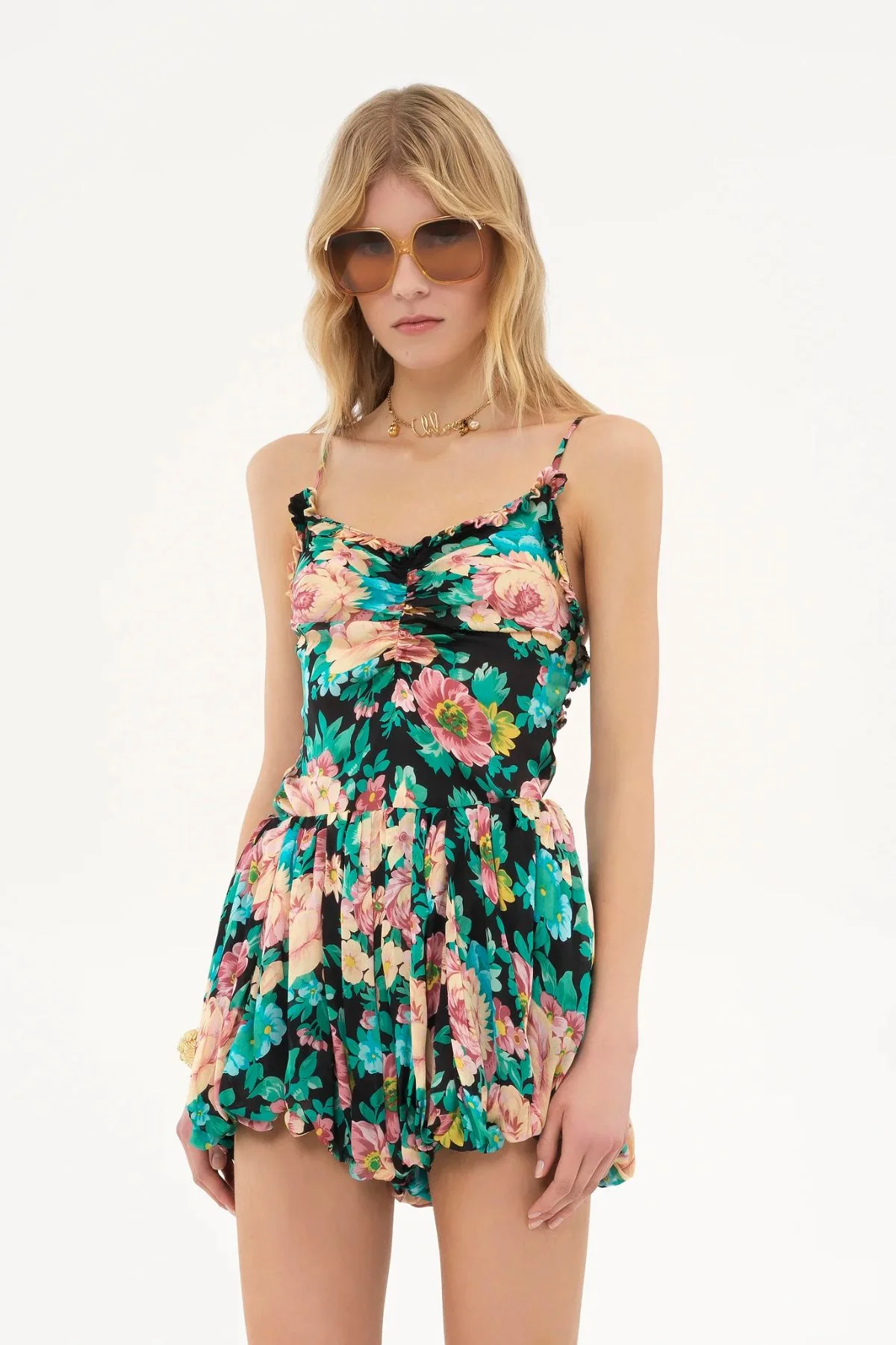 Chloé Floral Print Silk Cami - Black - Image 3