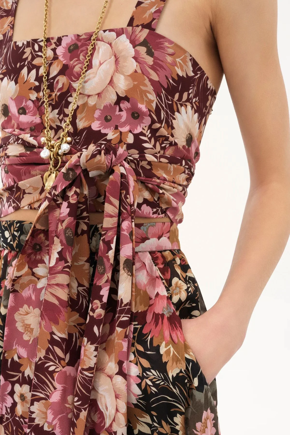 Chloé Floral Wrap Tank Top - Maroon Pink - Image 2