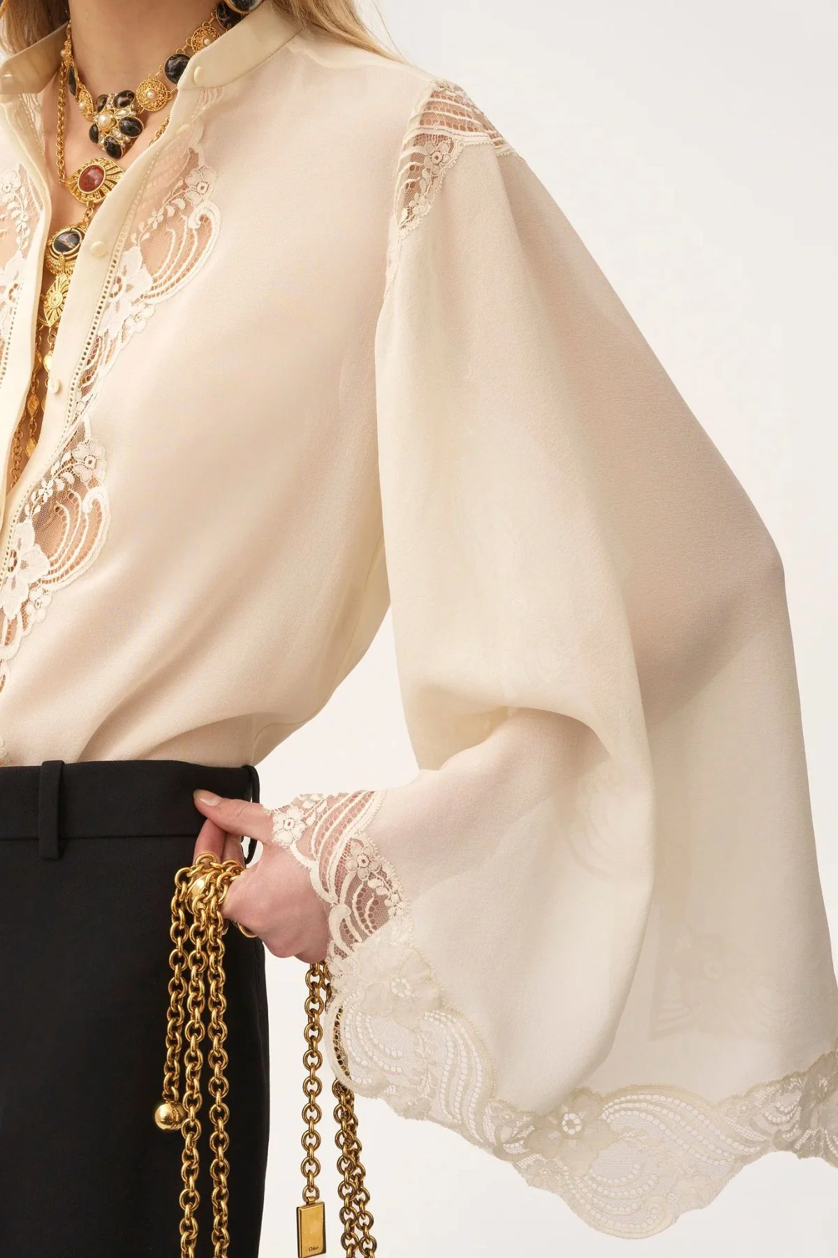 Chloé Mousseline Lace Blouse - Pristine White - Image 5