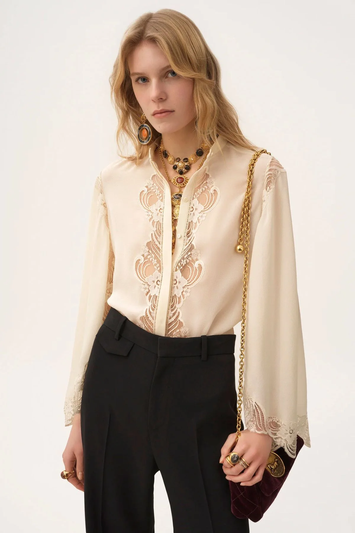 Chloé Mousseline Lace Blouse - Pristine White - Image 6