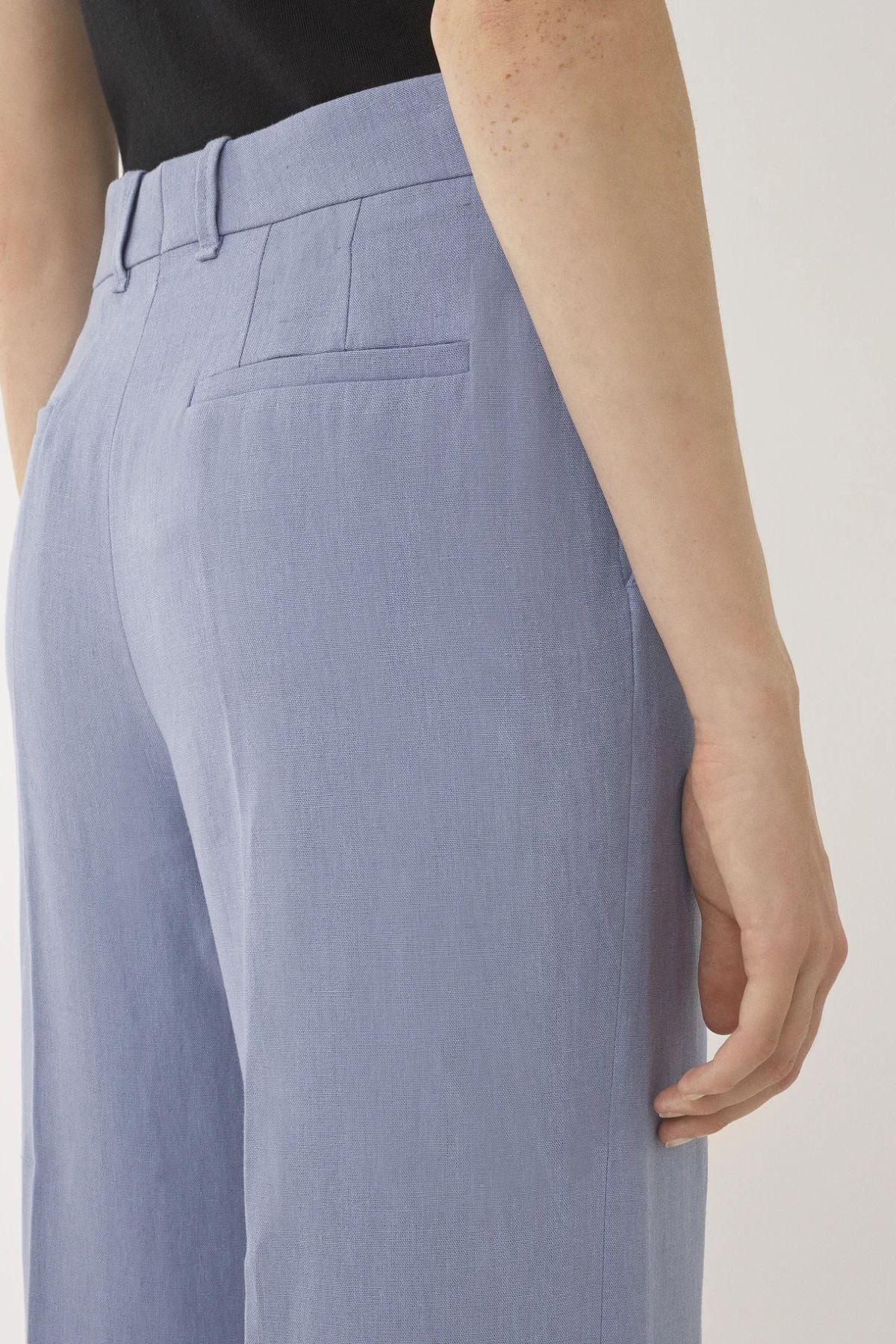 Chloé Linen Canvas Wide Leg Pant - Pebble Blue - Image 5