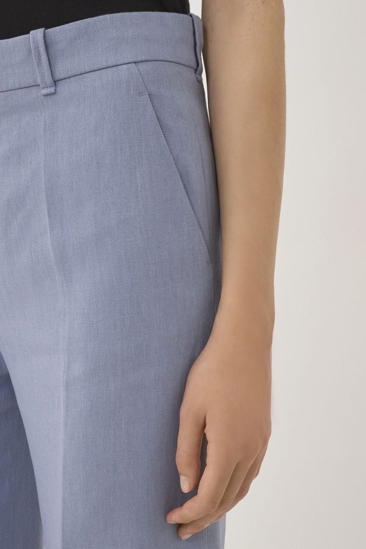 Chloé Linen Canvas Wide Leg Pant - Pebble Blue - Image 6