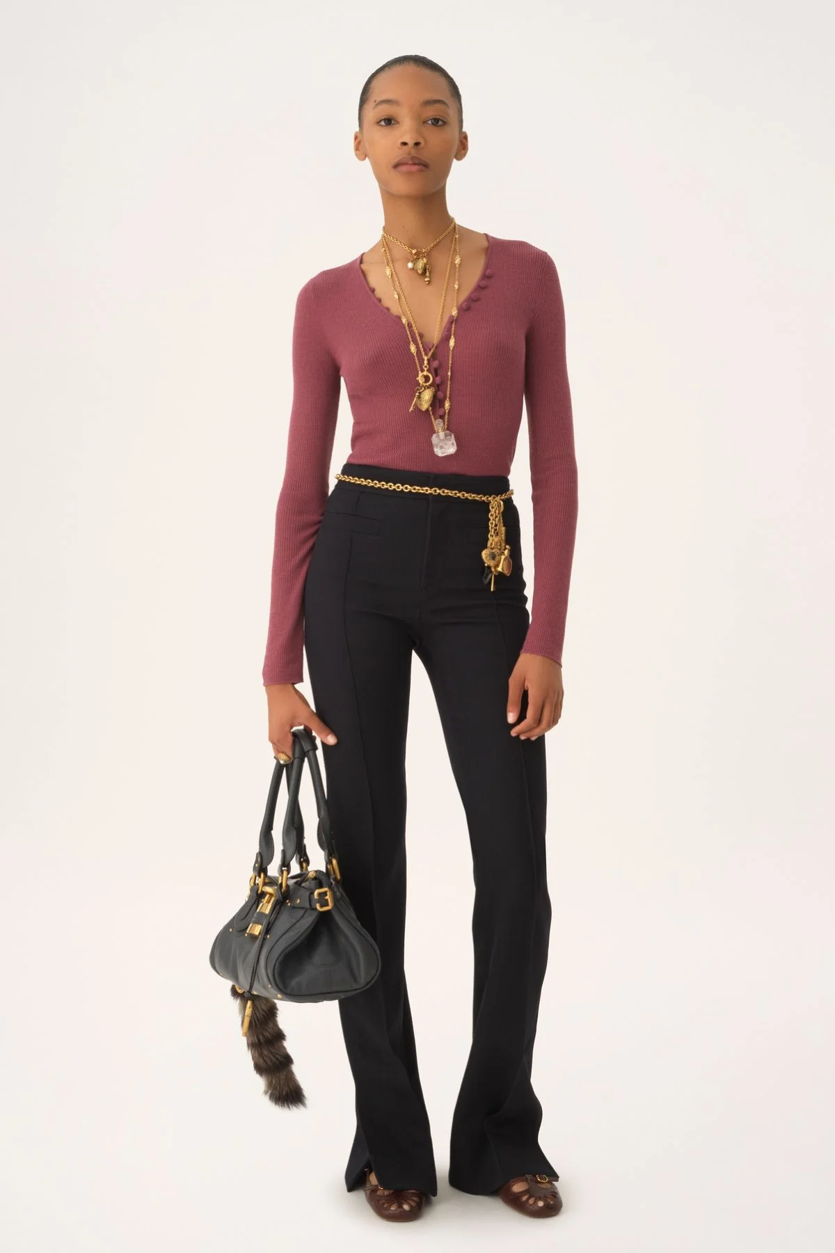 Chloé LS Henley Shirt - Rusty Pink - Image 2