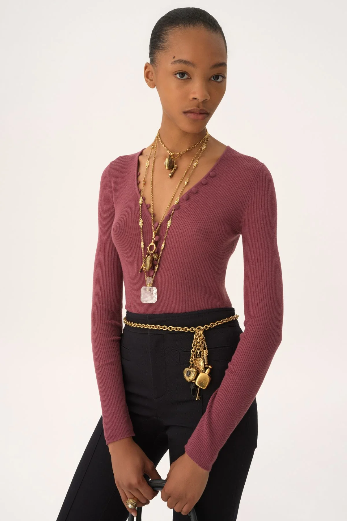 Chloé LS Henley Shirt - Rusty Pink - Image 5