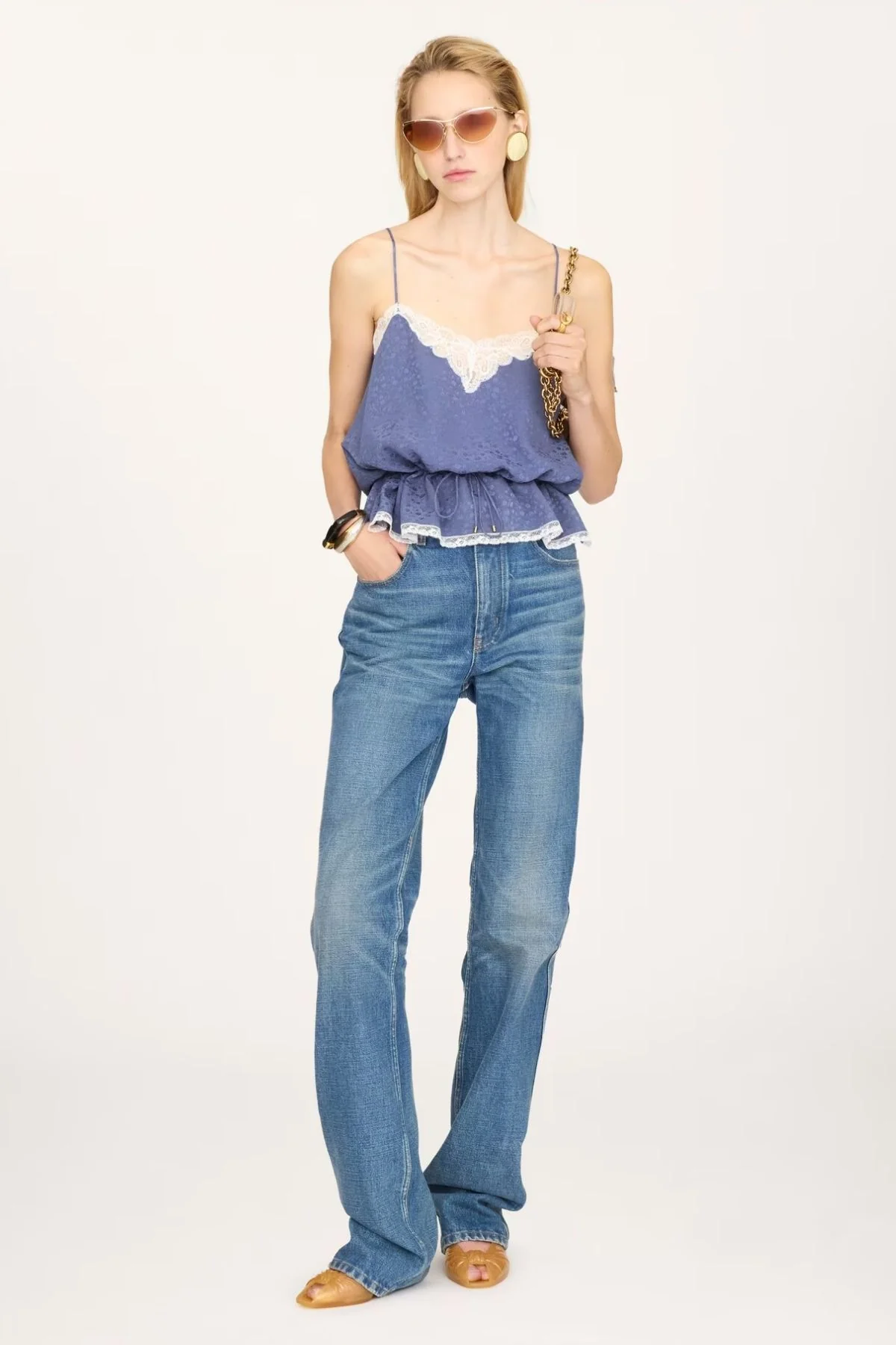 Chloé Organic Silk Jacquard Camisole - Washed Blue - Image 2