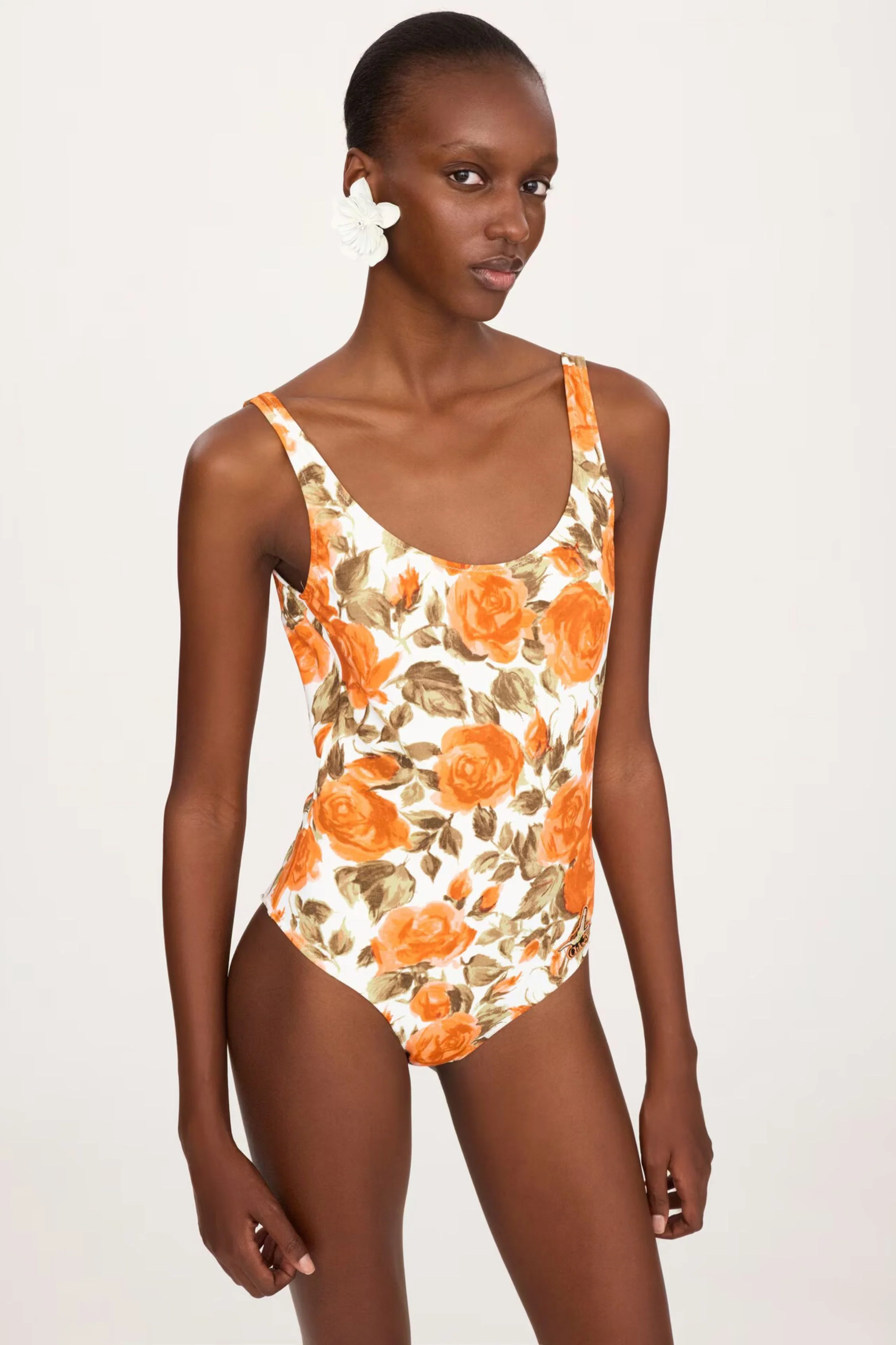 Chloé Roses Print Bathers - White Orange - Image 6