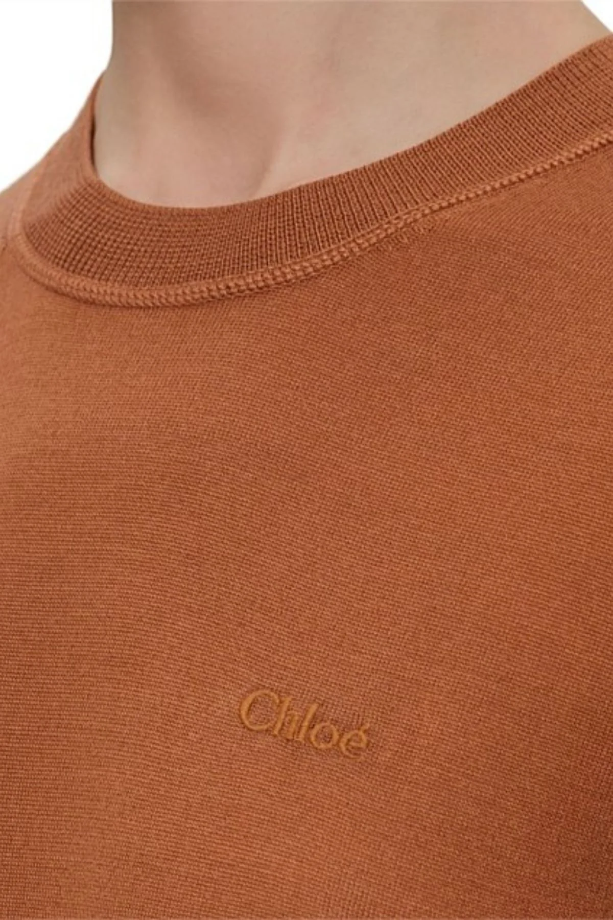 Chloé Long Sleeve Logo Sweater - Cognac Brown - Image 4
