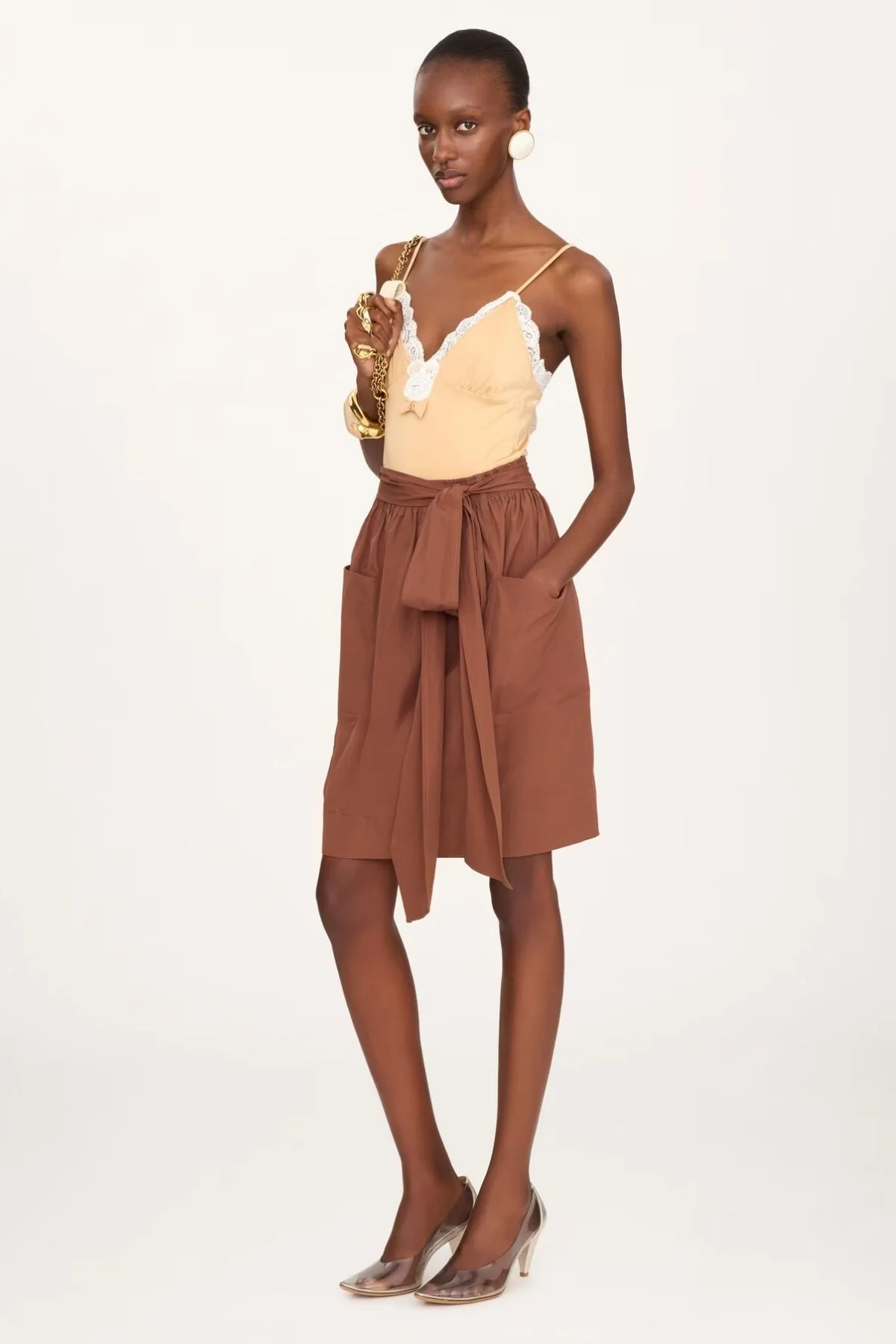 Chloé Skirt with Tie - Plain Brown - Image 6