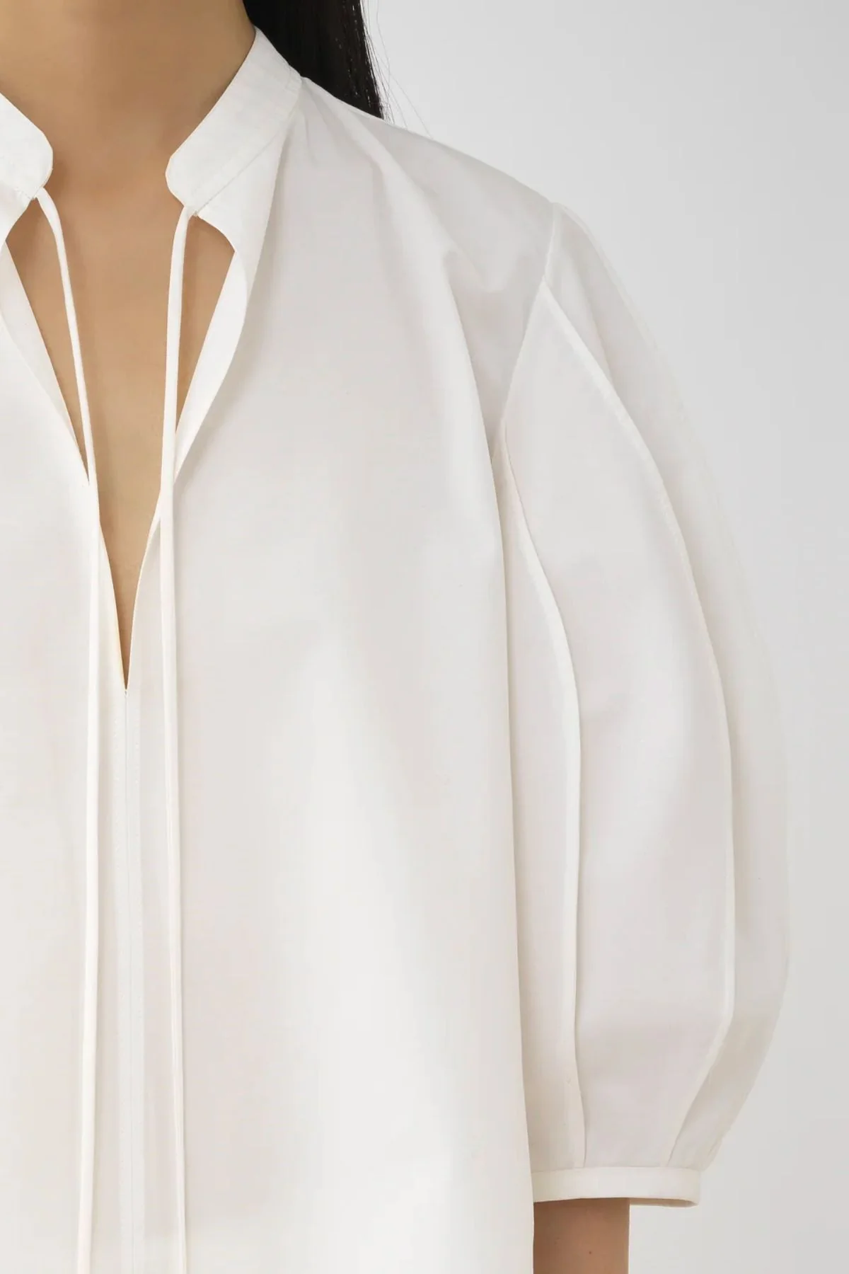 Chloé Organic Cotton Tie Detail Tunic Top - Buttercream - Image 5