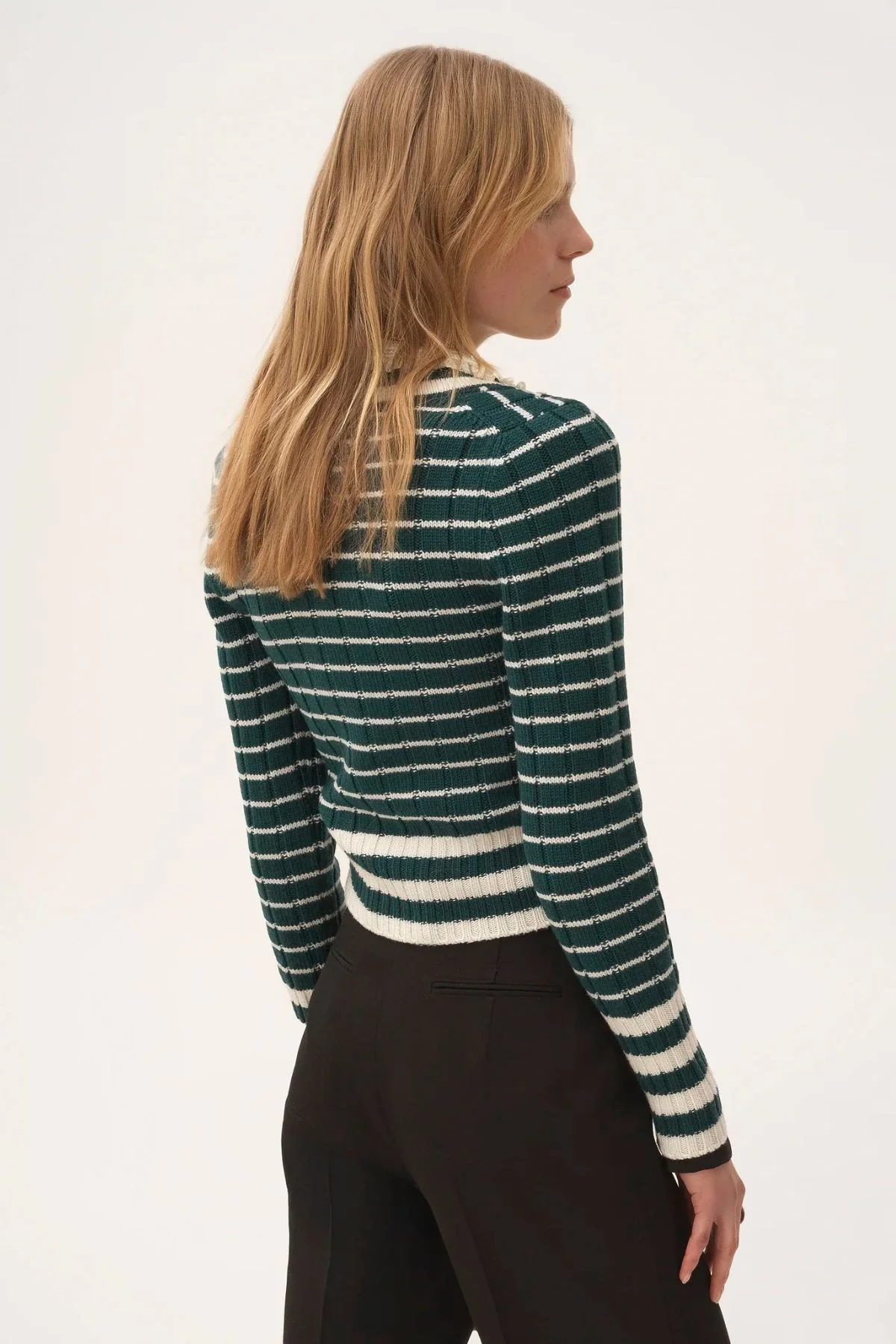 Chloé V-Neck Sweater - Green White - Image 4