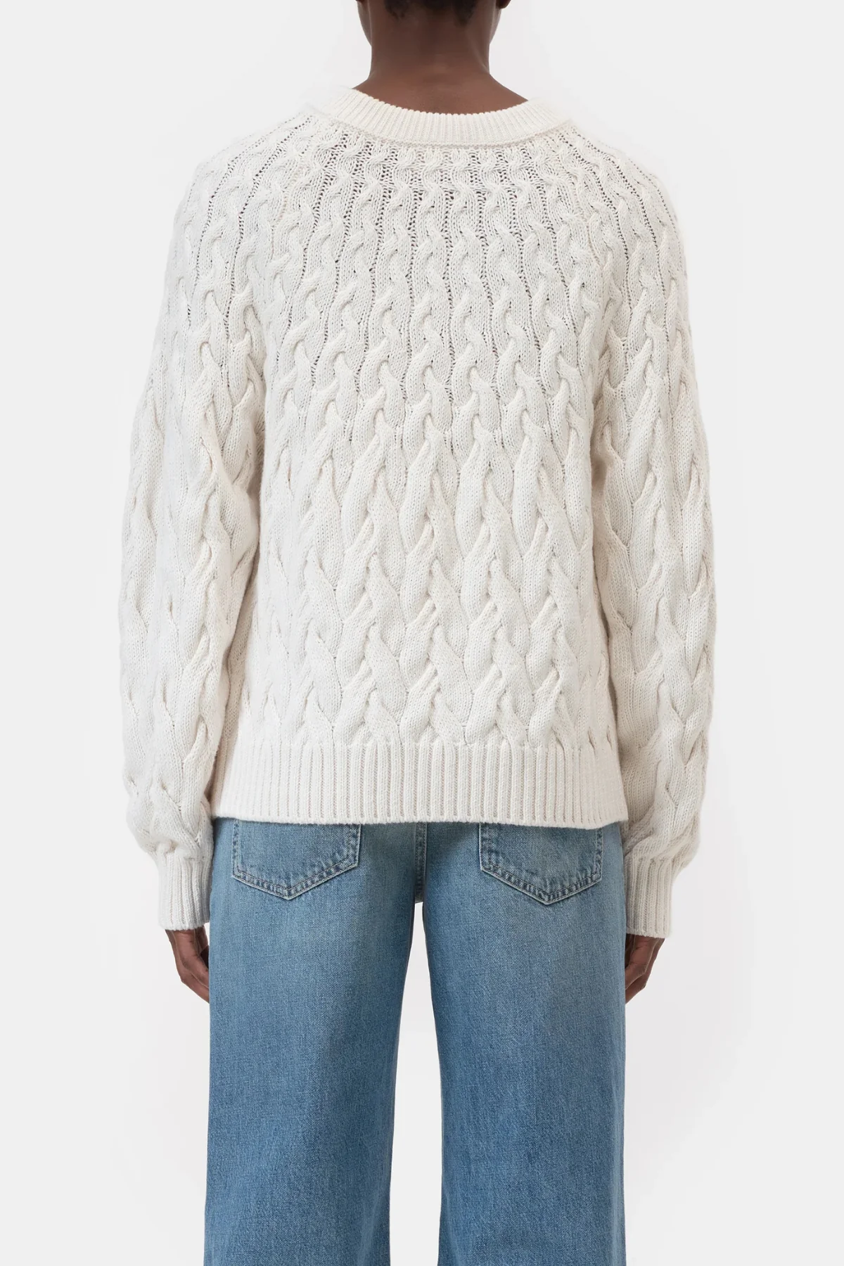 CLOSED Cable Crew Neck Sweater - Ecru - Image 3