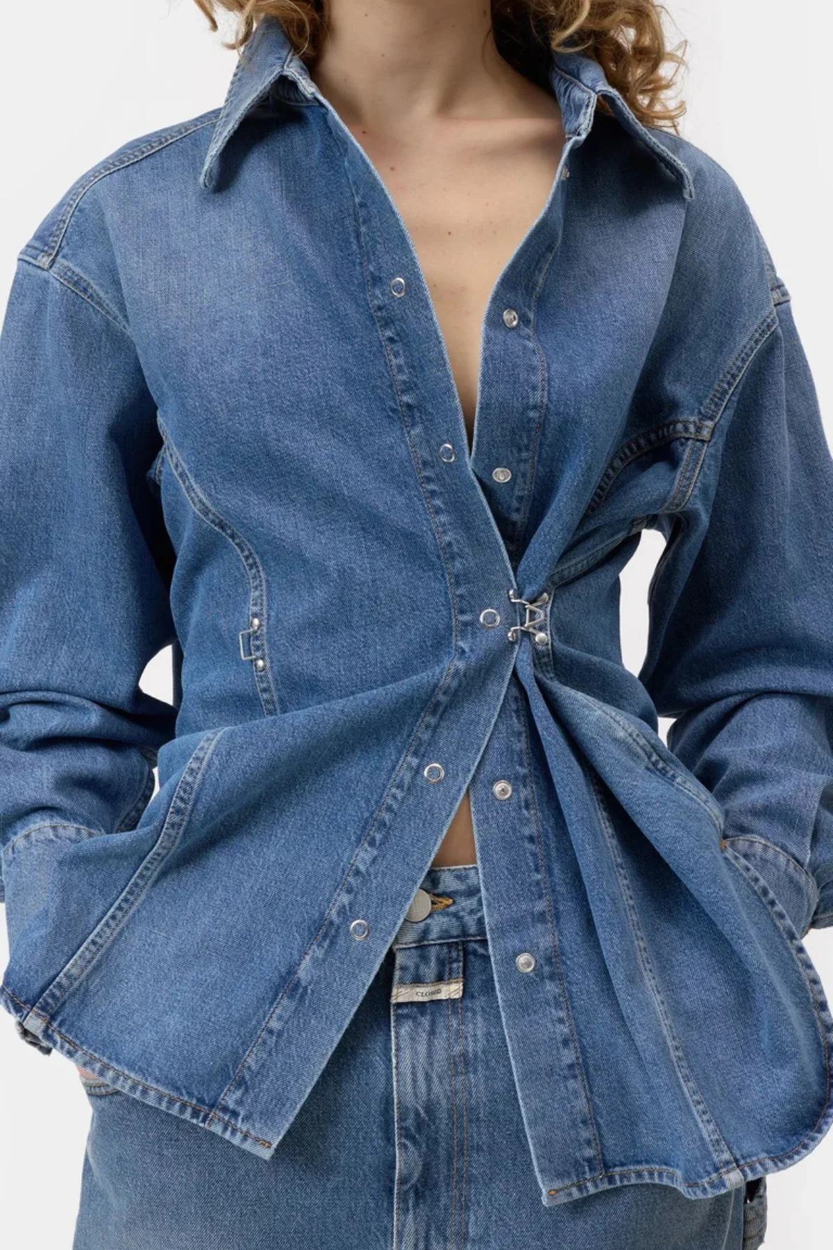 CLOSED Love Stories Denim Shirt - Mid Blue - Image 9