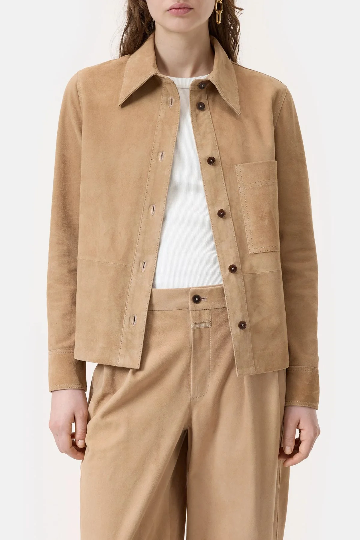 CLOSED Goat Suede Shirt Jacket - Desert Beige - Image 3