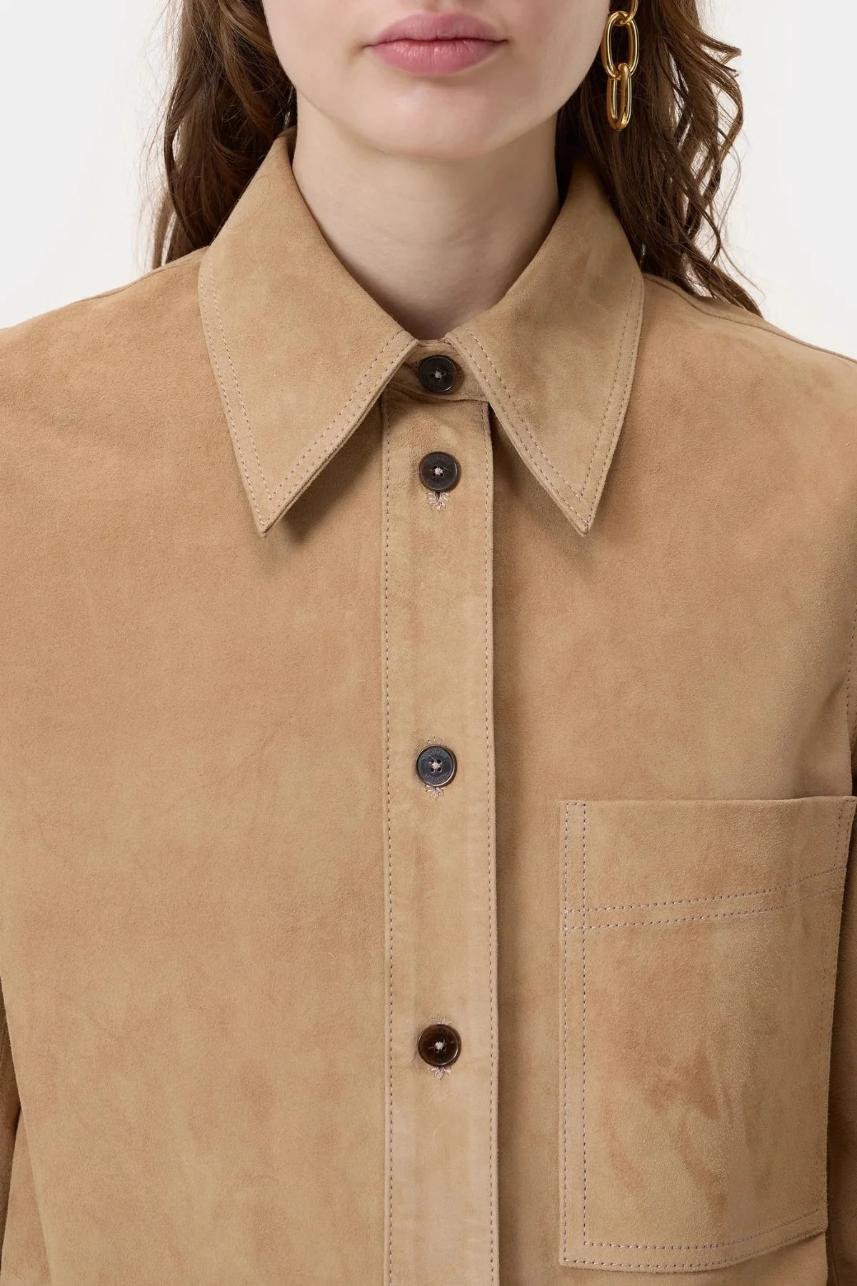 CLOSED Goat Suede Shirt Jacket - Desert Beige - Image 6