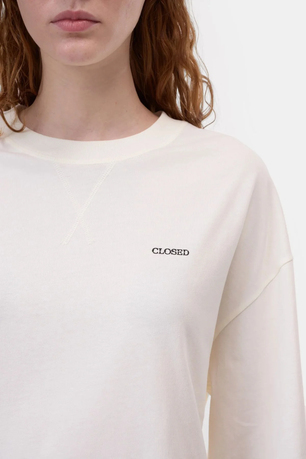 CLOSED LS Crewneck Organic Jersey - Ivory - Image 3