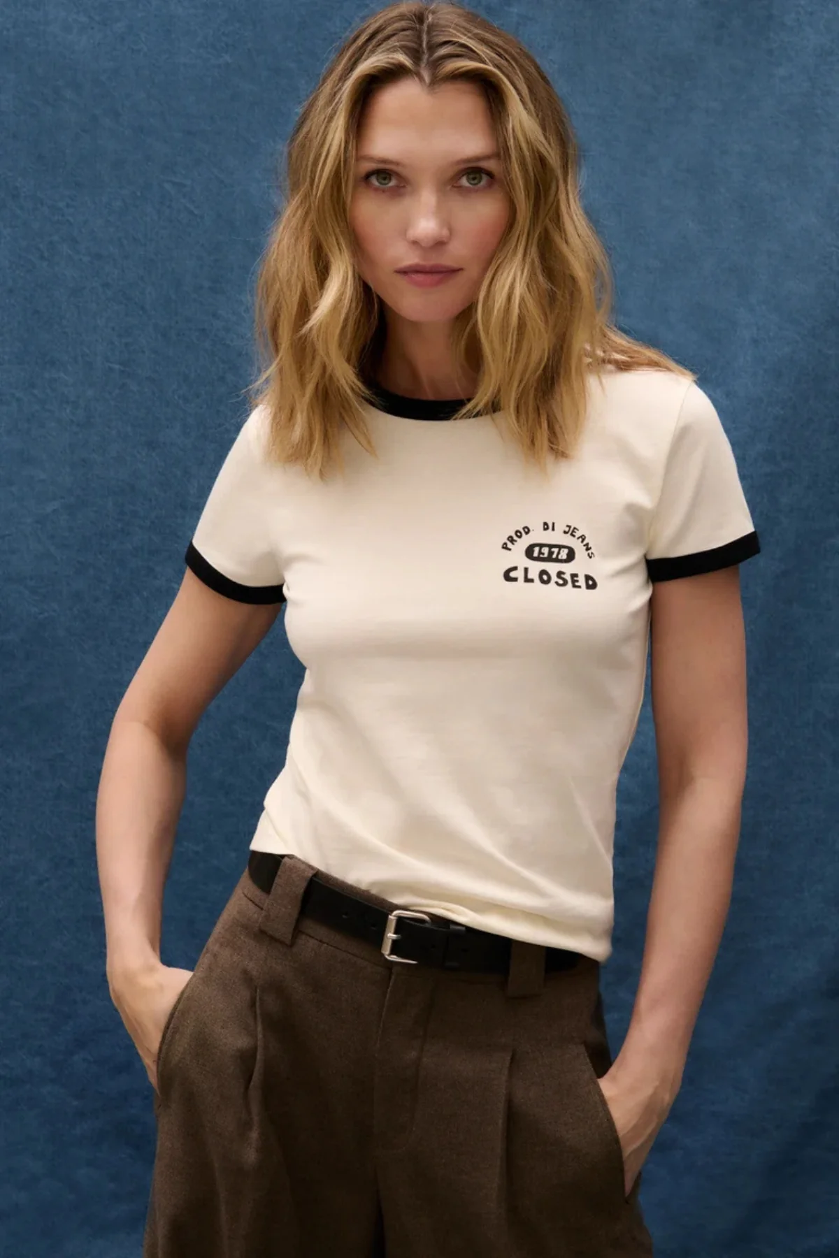 CLOSED Organic Jersey 1978 Ringer Tee - Ivory - Image 6