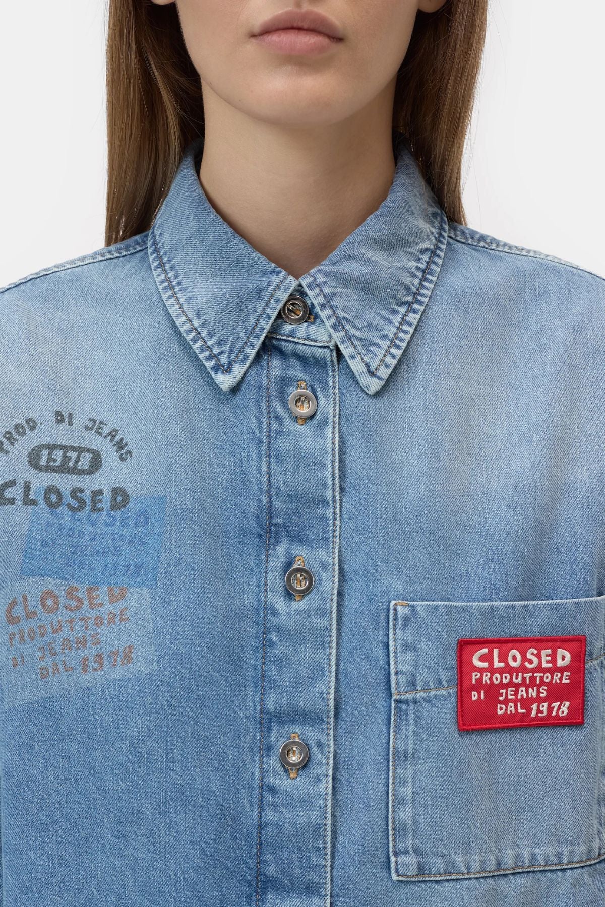 CLOSED Oversized Denim Shirt - Mid Blue - Image 4